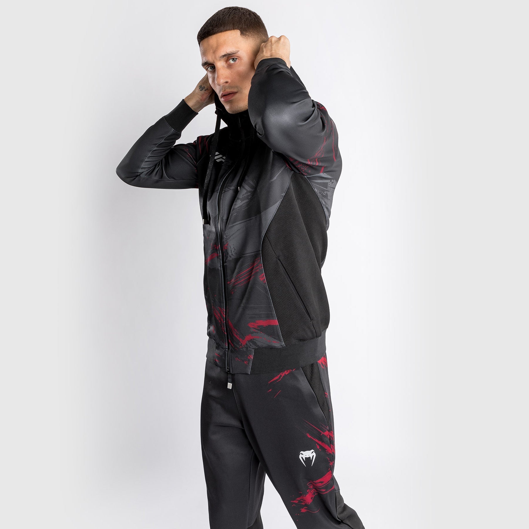 UFC Venum Authentic Fight Week 2.0 Men's Zipped Hoodie - Black/Red - MMA Training & Streetwear Fashion