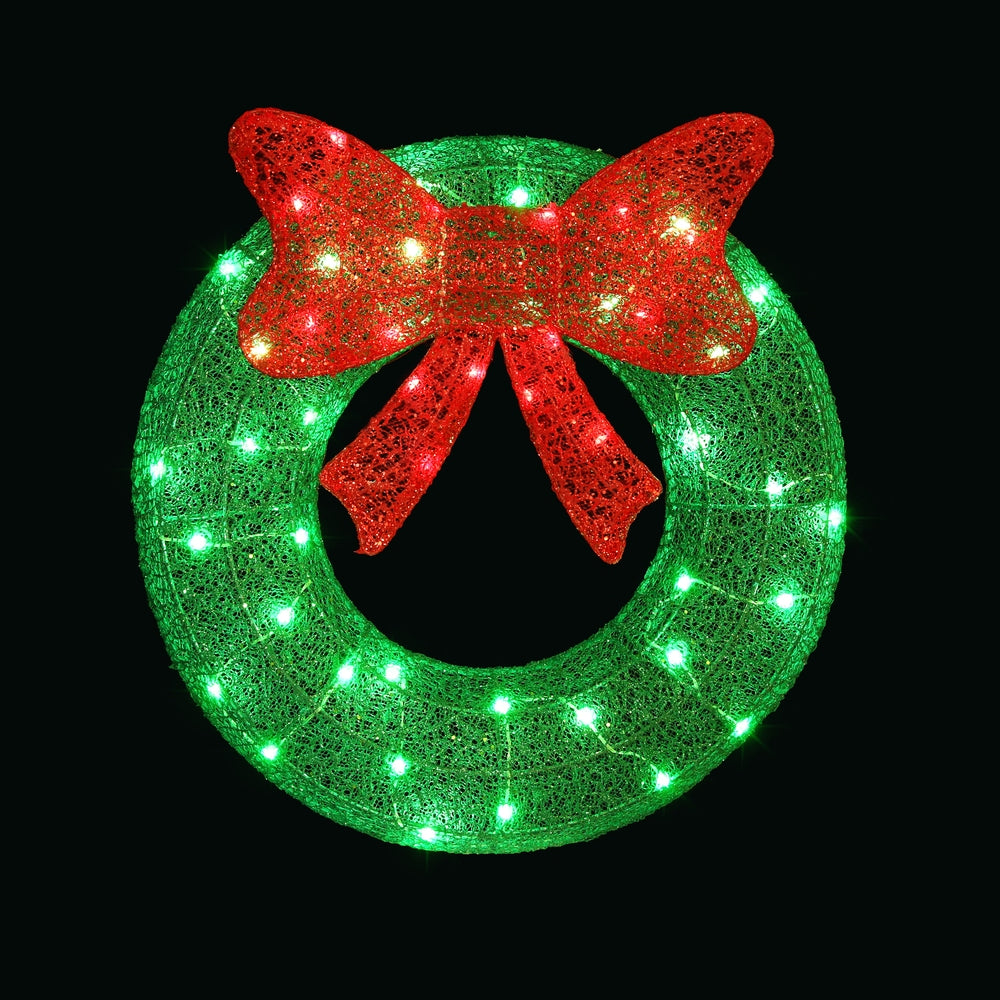 50 LED Solar Christmas Wreath Lights - 0.6M Waterproof Outdoor Holiday Decor with 8 Lighting Modes for Door, Window, Garden & Patio Decorations