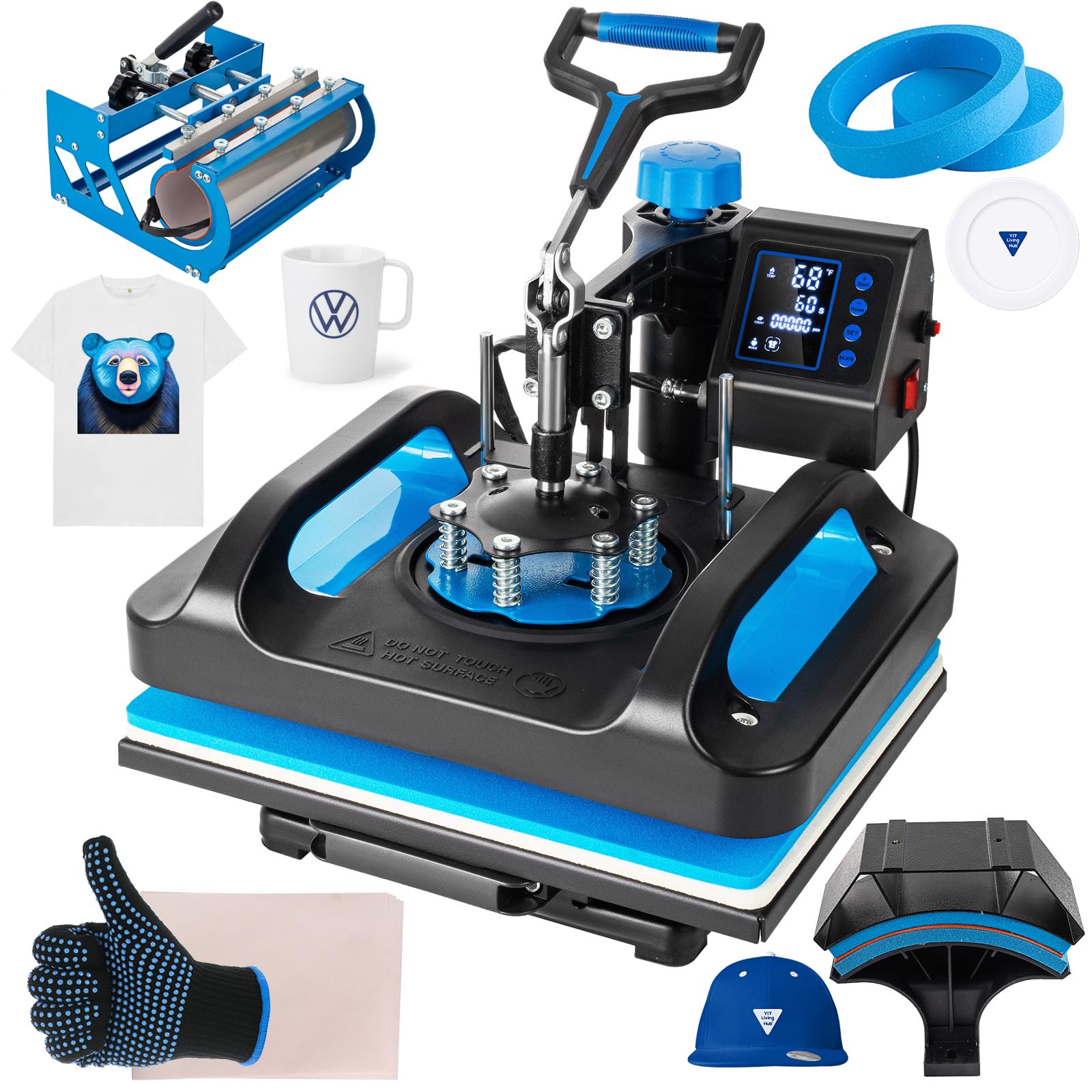 5-in-1 Heat Press Machine 15x12 Inch with 30oz Tumbler Press - Swing Away T-Shirt Press & Sublimation Combo for T-Shirts, Tumblers, Hats & Caps | Perfect for DIY Crafts, Custom Apparel & Small Business Printing