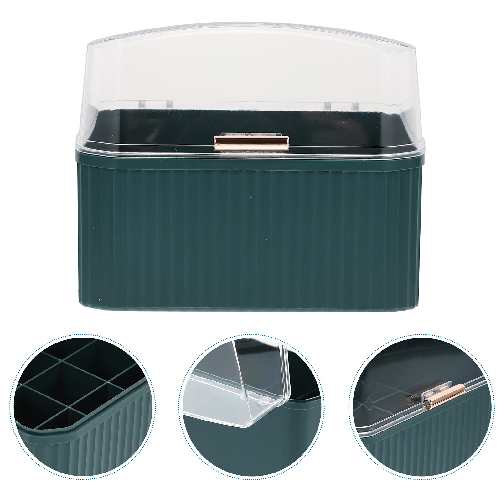 Cosmetic Storage Box with Jewelry Trays & Brush Holder - Organize Makeup for Vanity