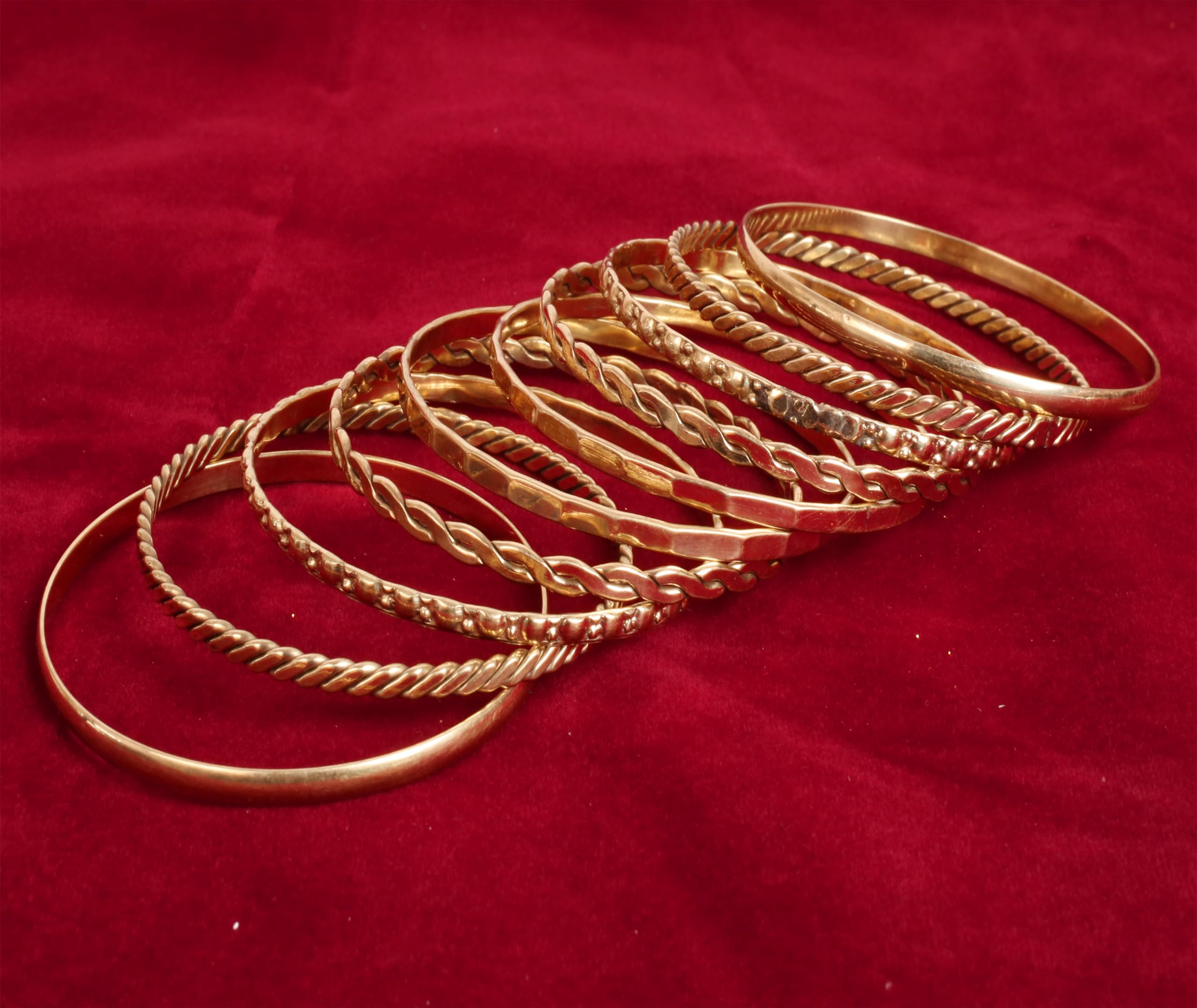 Touchstone Gold Bangle Bracelets for Women - Stackable Textured Engraved Boho Jewelry Set, Perfect for Layering, Gift Giving & Everyday Wear