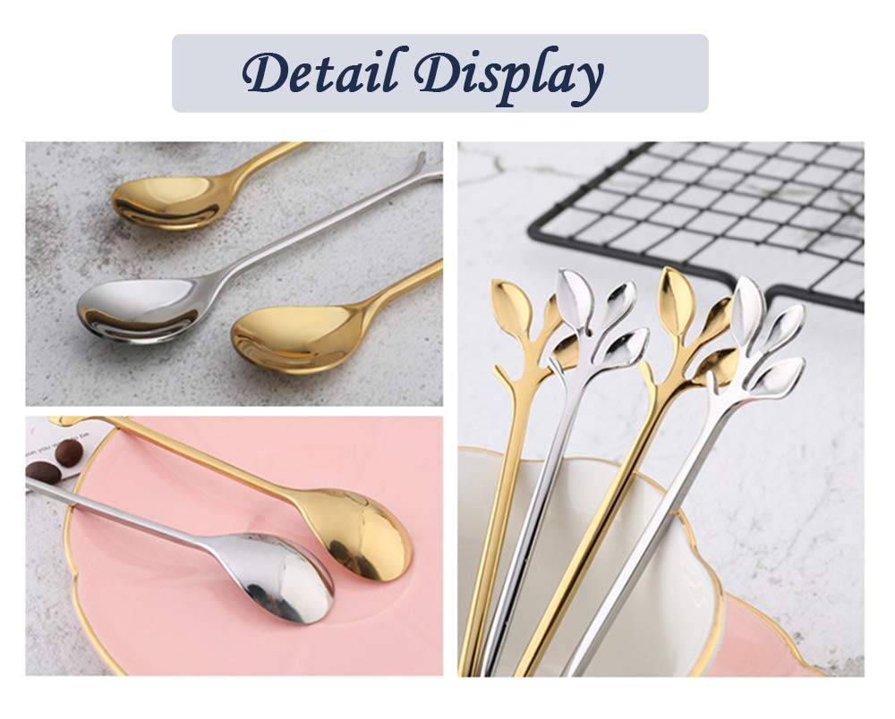 Gold Leaf Appetizer Cake Fruit Forks Set of 8 - 4.7 Inch Elegant Cocktail Picks for Dessert Tasting, Wedding Party & Kitchen Accessories - Perfect for Bridal Showers, Afternoon Tea, and Gourmet Plating