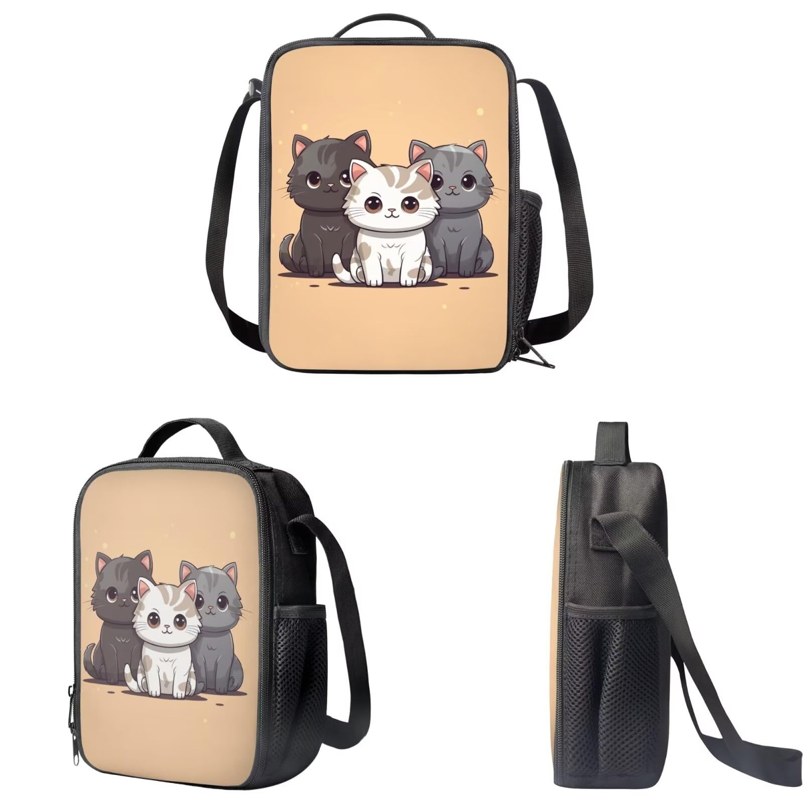 **Cute Cat Themed School Backpack Set for Kids 7-12 Years - Includes Lunch Bag & Pencil Case - Durable 17 Inch Bookbag for Elementary & Middle School Students - Perfect for Daily Use, School Trips & Outdoor Activities**