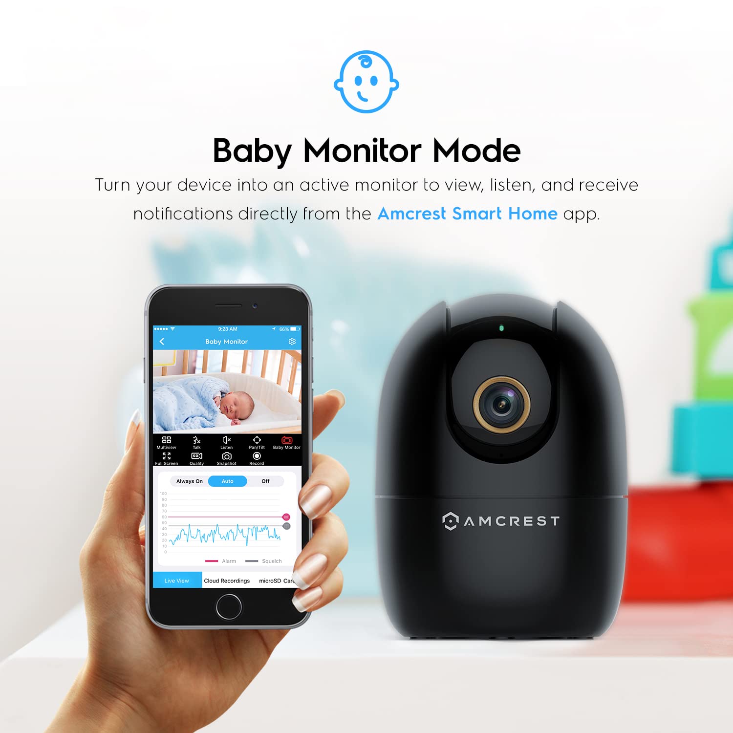 Amcrest 4MP WiFi Indoor Security Camera with Human & Pet Detection - Smart Baby Monitor, Dog Camera with 2-Way Audio, Motion Tracking, Night Vision, Pan/Tilt - Ideal for Home Security, Pet Monitoring & Baby Care (ASH41-B)