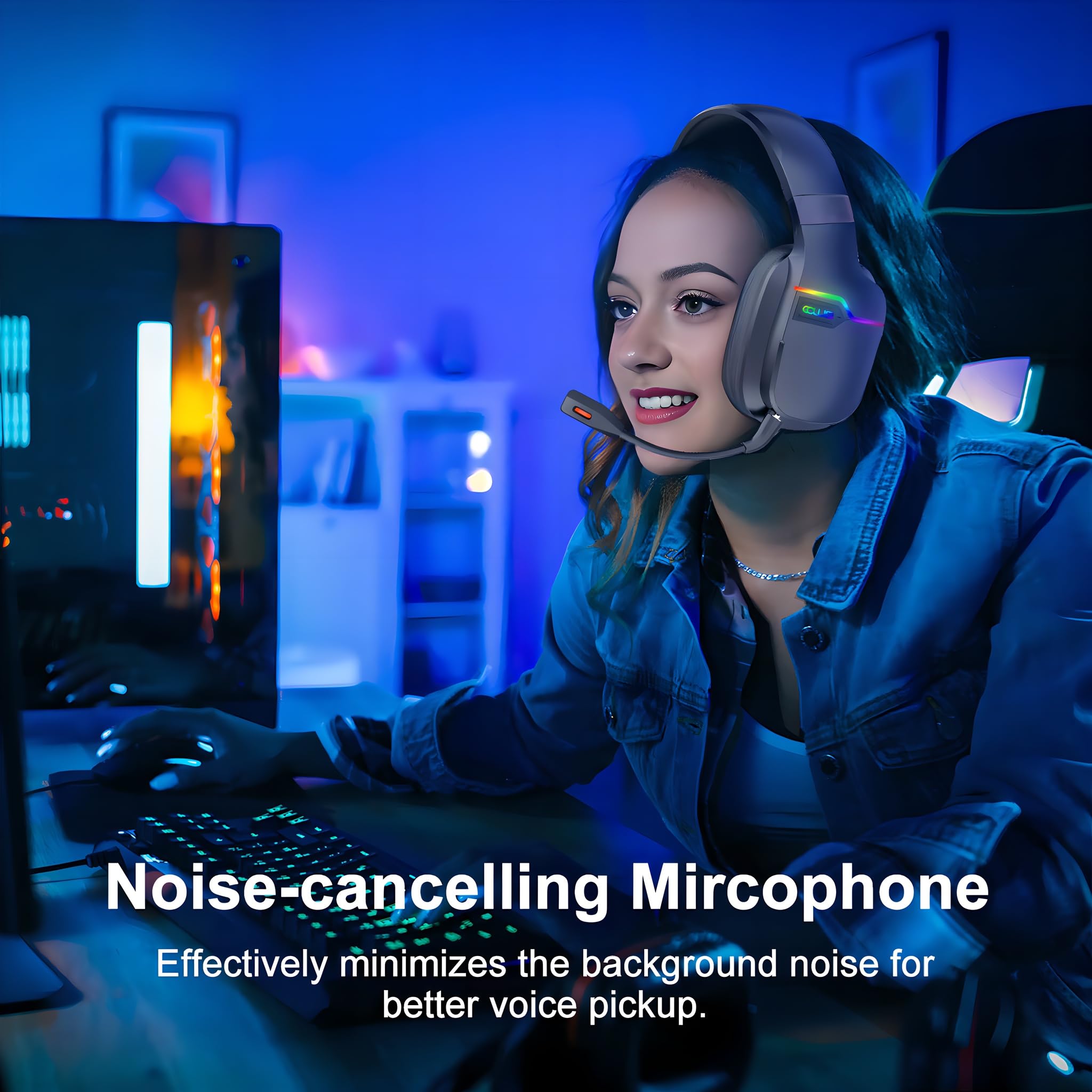 Wireless Gaming Headset with Detachable Mic for PS5, PS4, PC, Mac & Laptop - 2.4GHz USB Dongle, Noise Cancelling, Comfortable Earpads - X07 Black - Perfect for Online Gaming, Streaming & Virtual Meetings
