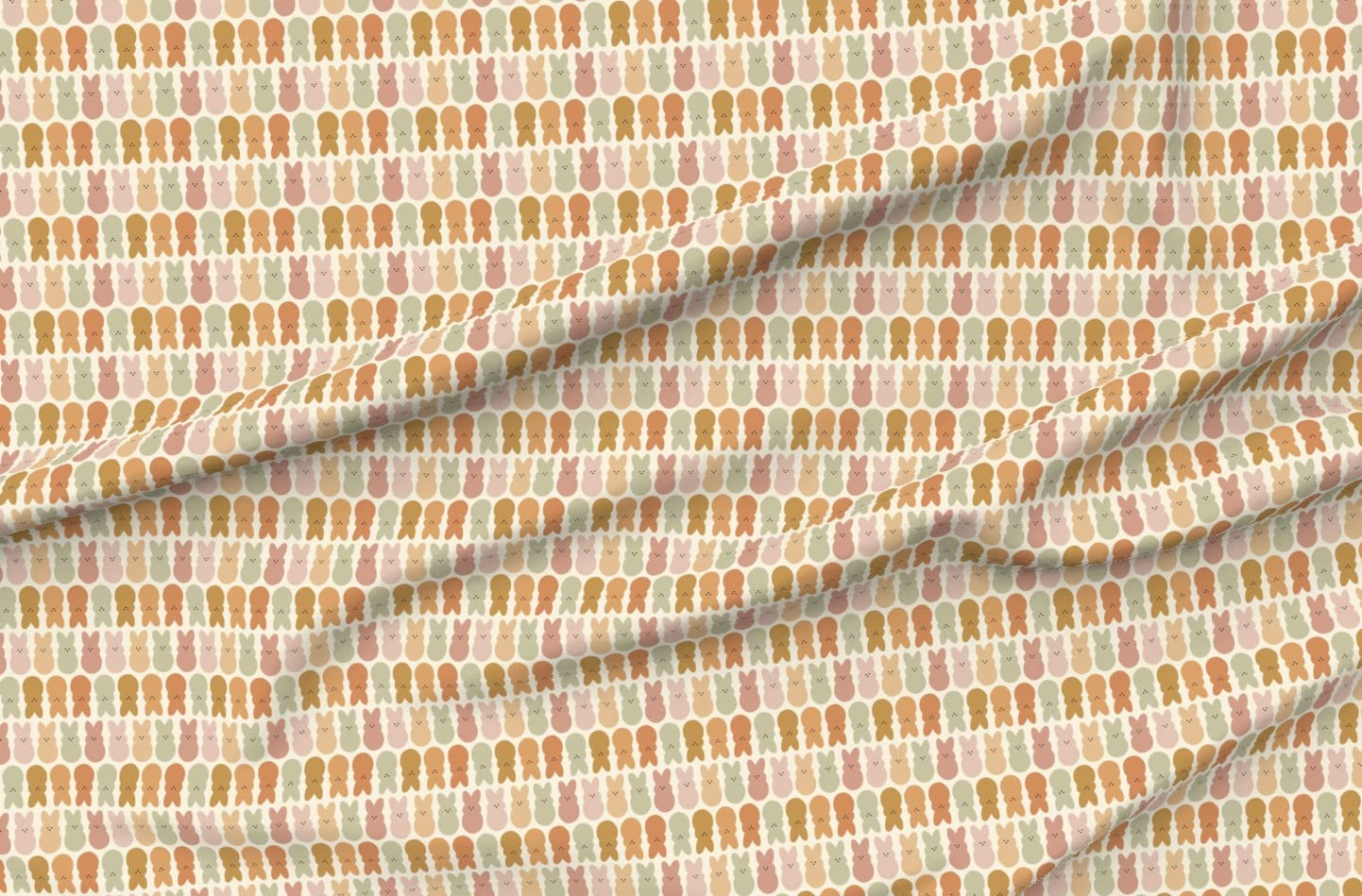 Rainbow Bunnies Vintage Floral Printed Velvet Fabric by The Yard - Pink, Green & Orange Retro Bunny Design for Upholstery, Home Decor & Apparel | Perfect for Spring DIY Projects, Sofa Covers & Fashion Sewing