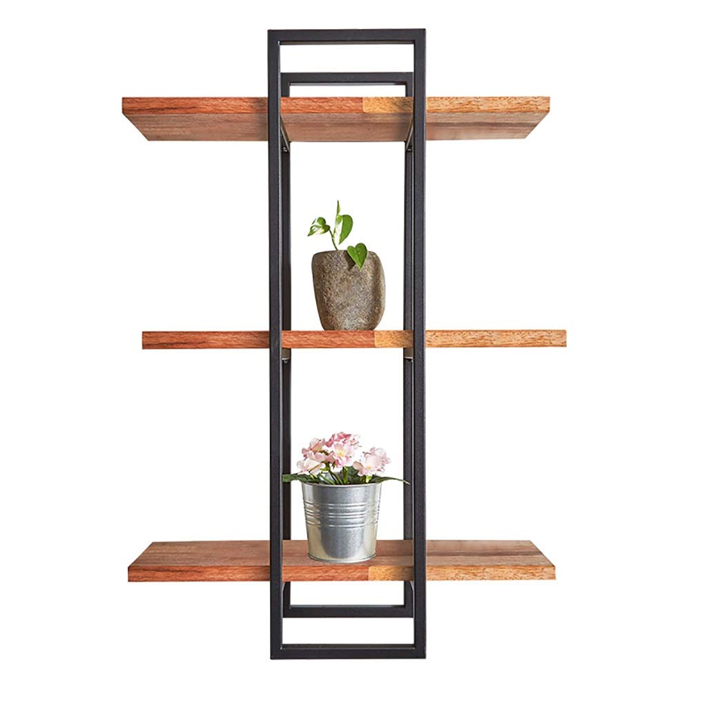 3-Tier Wall Mounted Wooden Bookshelf - Floating Shelves for Plants, Books & Decor - Space Saving Storage Solution for Living Room, Bedroom, Office - Rustic Home Wall Organization & Display Shelves