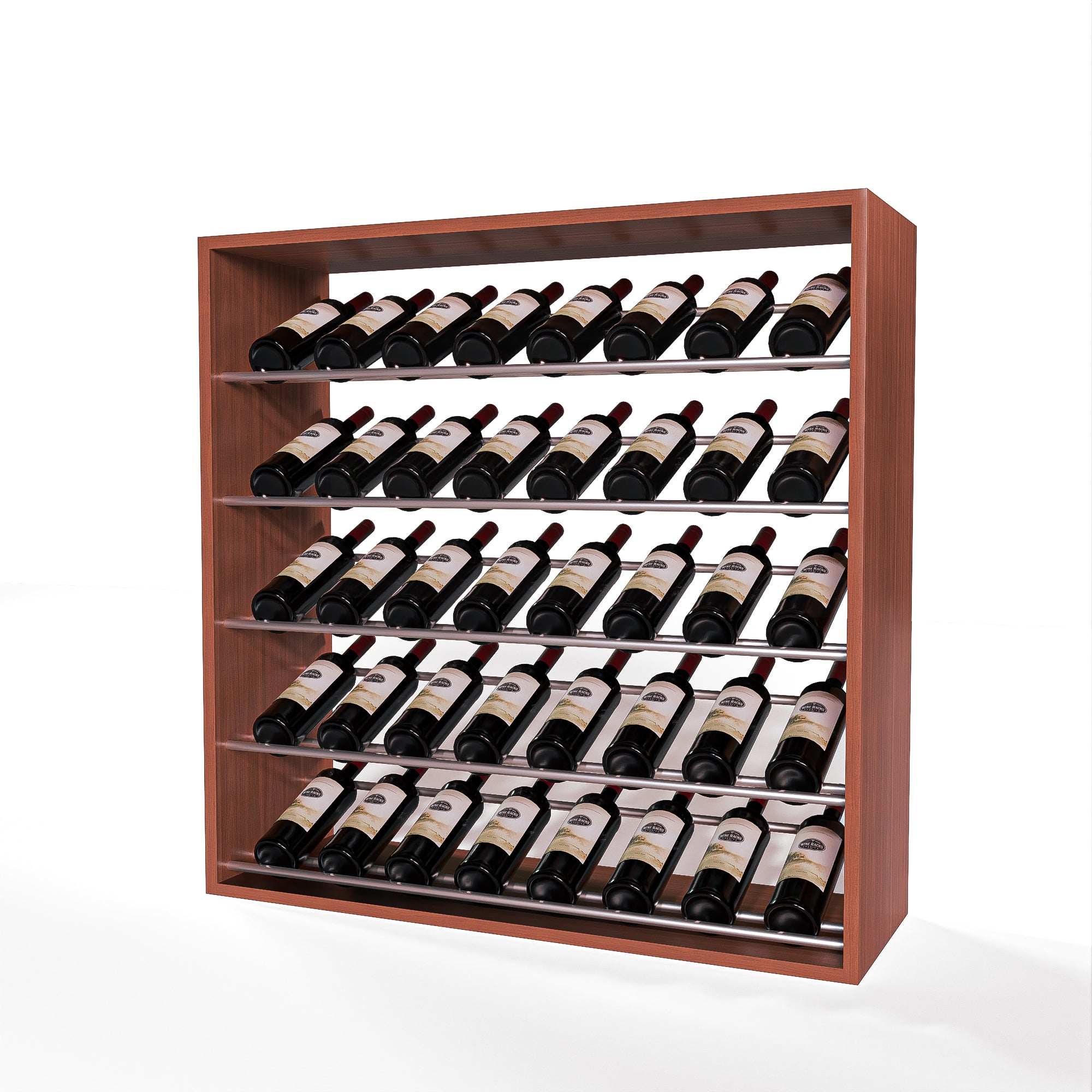 GrandCellar 8-Column Full-Depth Wine Rack with Label Forward Display & 36 Silver Metal Rods – Perfect for Wine Cellars, Bars, and Restaurants