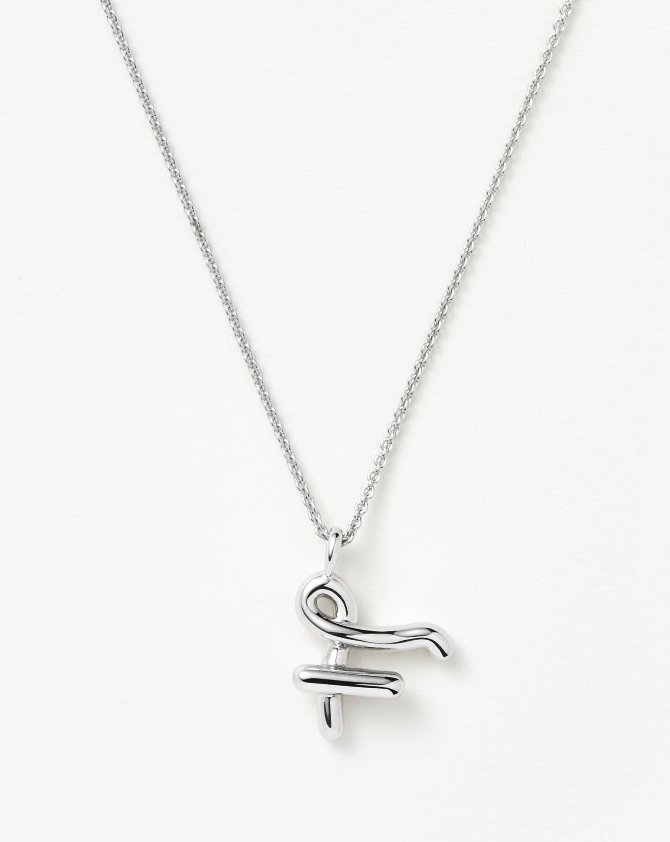 Curly Molten Initial Pendant Necklace - Personalized Sterling Silver Jewelry for Women | Gift for Her, Birthday, Anniversary, Valentine's Day