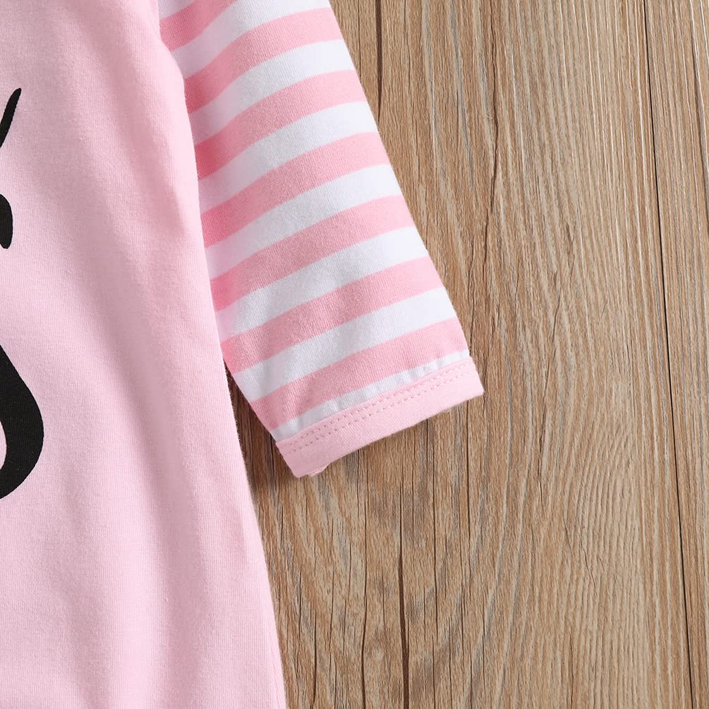 AMAWMW Newborn Baby Girl Striped Long Sleeve Sleep Gown - Soft Cotton Pajama Nightgown for Infants & Toddlers (0-24 Months) | Perfect Baby Shower Gift & Essential Newborn Outfit for Nursery, Bedtime & Photo Shoots