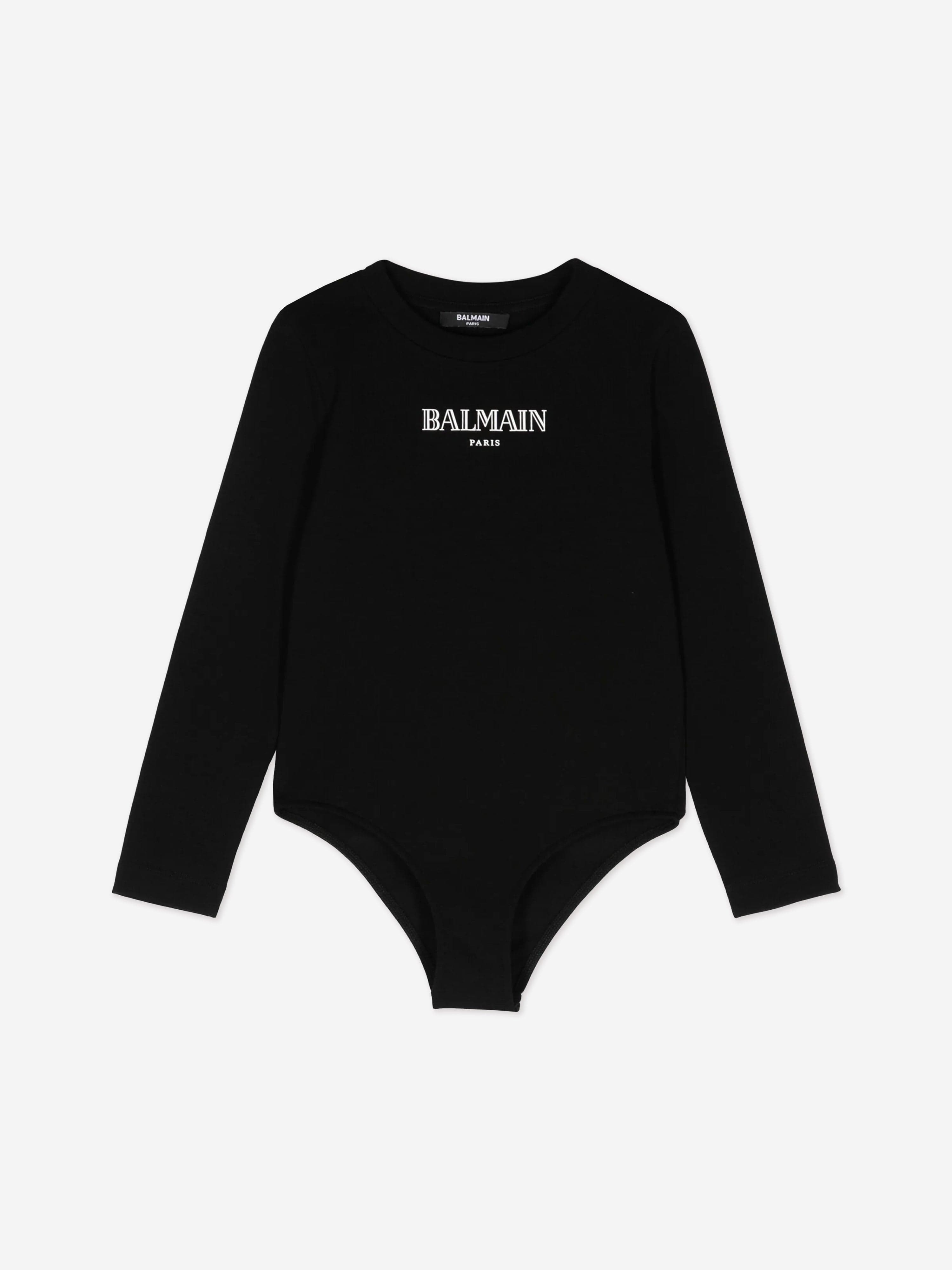 Balmain Girls Logo Bodysuit - Black Cotton Baby Onesie for Newborns & Toddlers | Perfect for Family Photos, Special Occasions & Everyday Wear