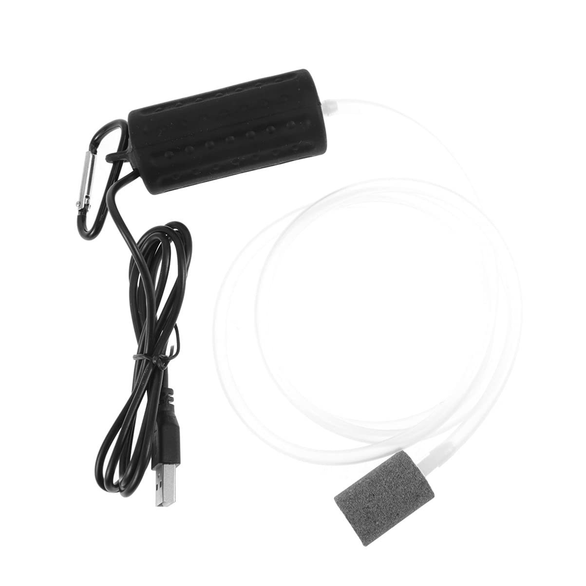 iplusmile Mini USB Aquarium Air Pump - Portable Oxygen Pump with Air Stone & Silicone Tube for Fish Tanks, Black | Ideal for Home Aquariums, Fish Bowls & Travel Use