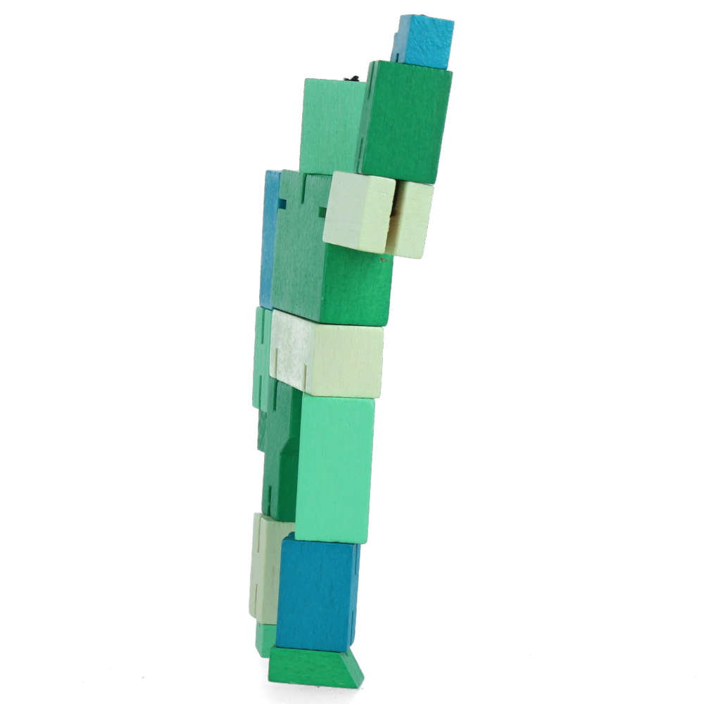Cubebot Micro Green Multi - Mini Wooden Puzzle Robot Toy for Kids & Adults - Fun Brain Teaser & Stress Relief - Perfect for Home, Office & Travel Gifts
