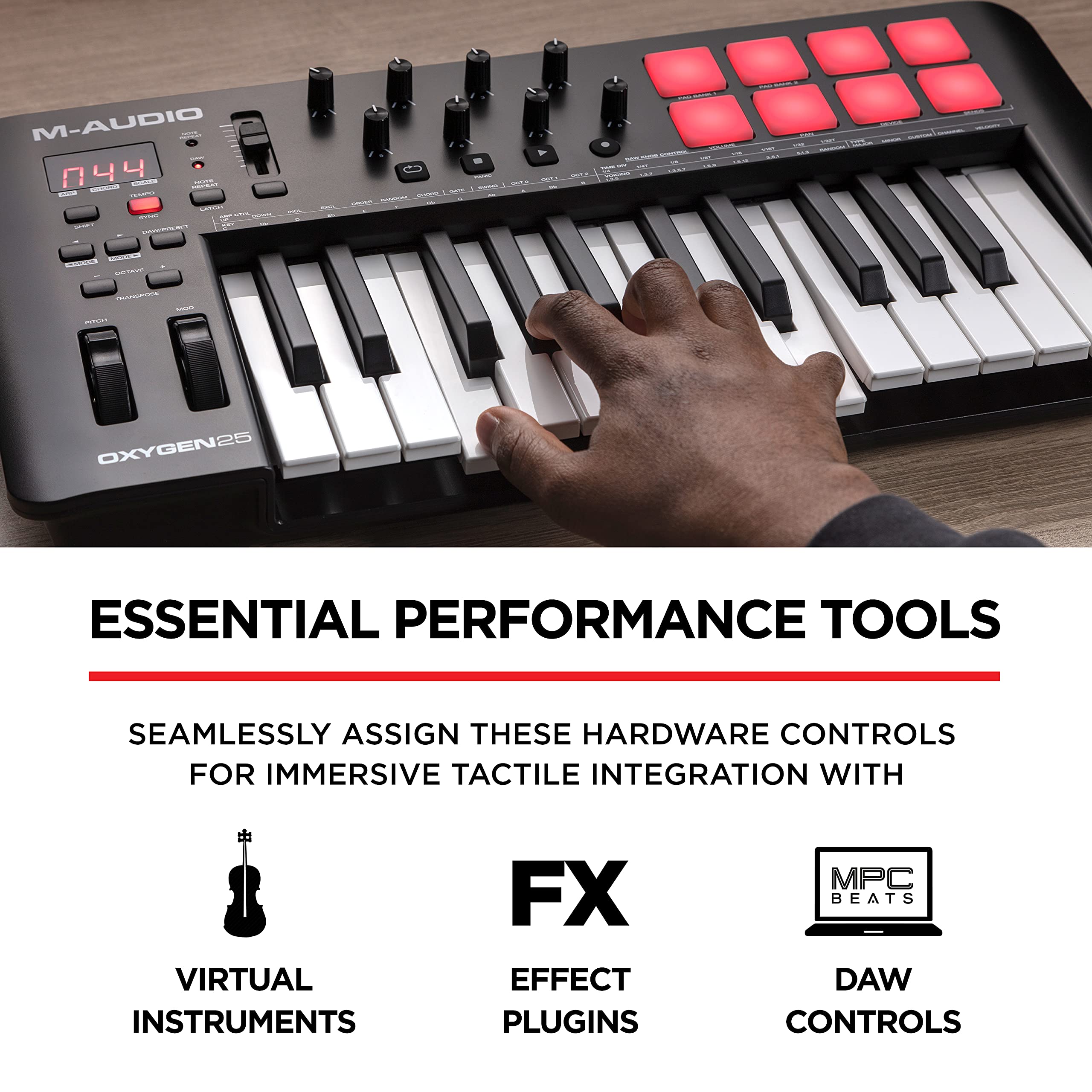 M-Audio Oxygen 25 MKV 25-Key USB MIDI Keyboard Controller with Beat Pads, Smart Chord & Scale Modes, Arpeggiator - Perfect for Music Production, Live Performance & Home Studio Recording