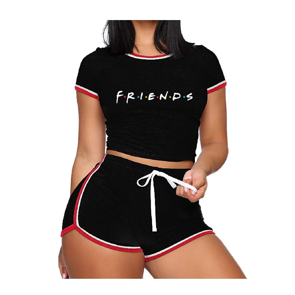 Women's Summer Short Sleeve T-Shirt Tracksuit Set - Athletic Workout Outfit for Running, Yoga & Gym Wear