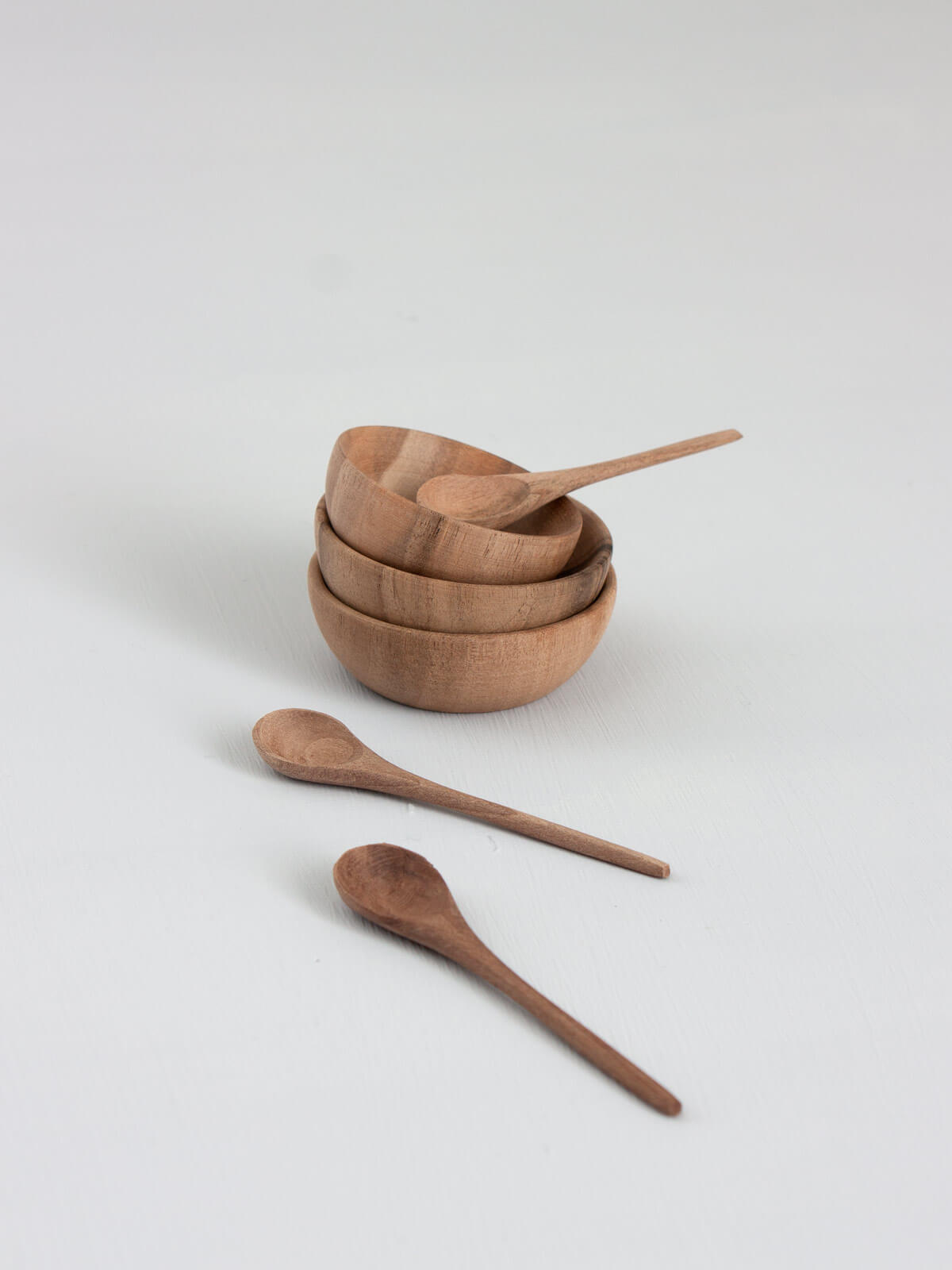 Premium Walnut Wood Spice Bowl and Spoon Set - Handcrafted Kitchen Organizer for Herbs & Spices - Perfect for Cooking, Baking & Countertop Display