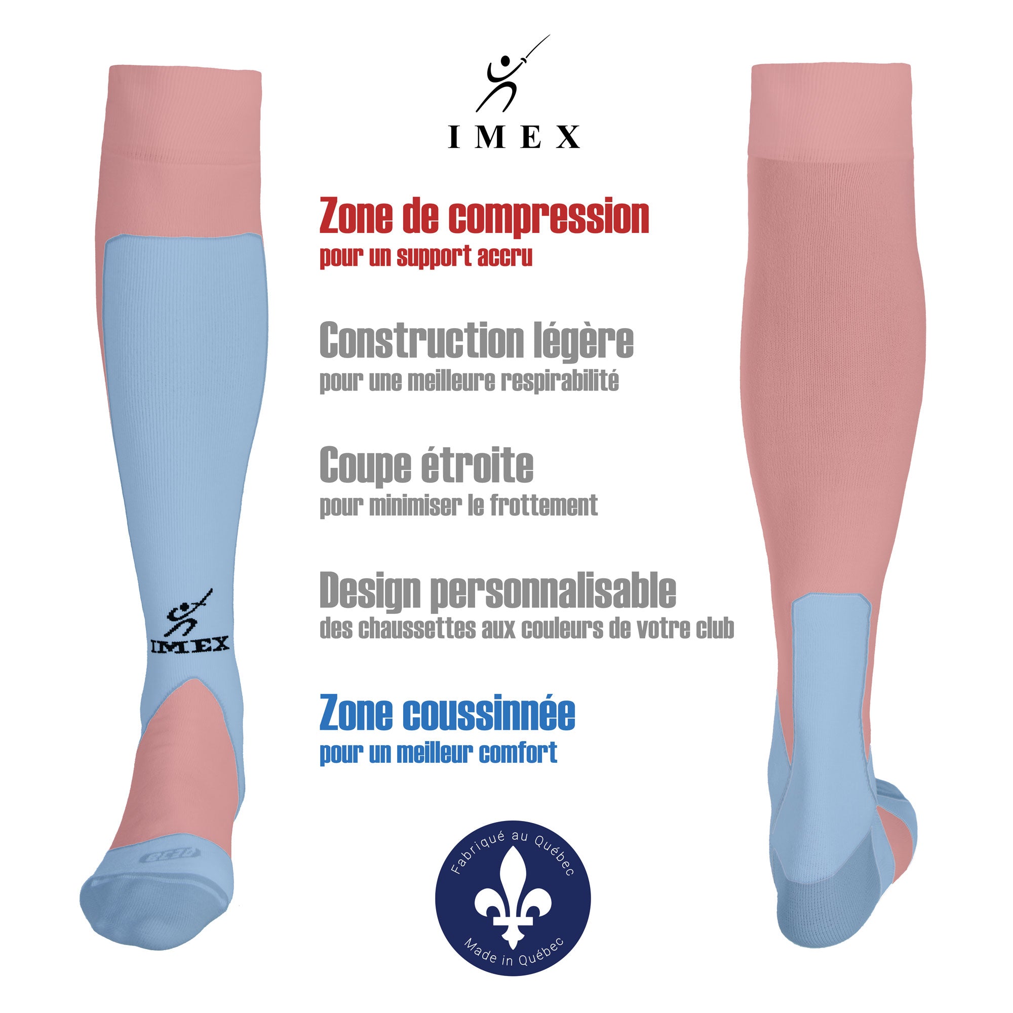 Imex White Fencing Socks for Men & Women - Breathable Athletic Socks for Fencing, Sports & Workout - Comfortable Performance Socks for Athletes