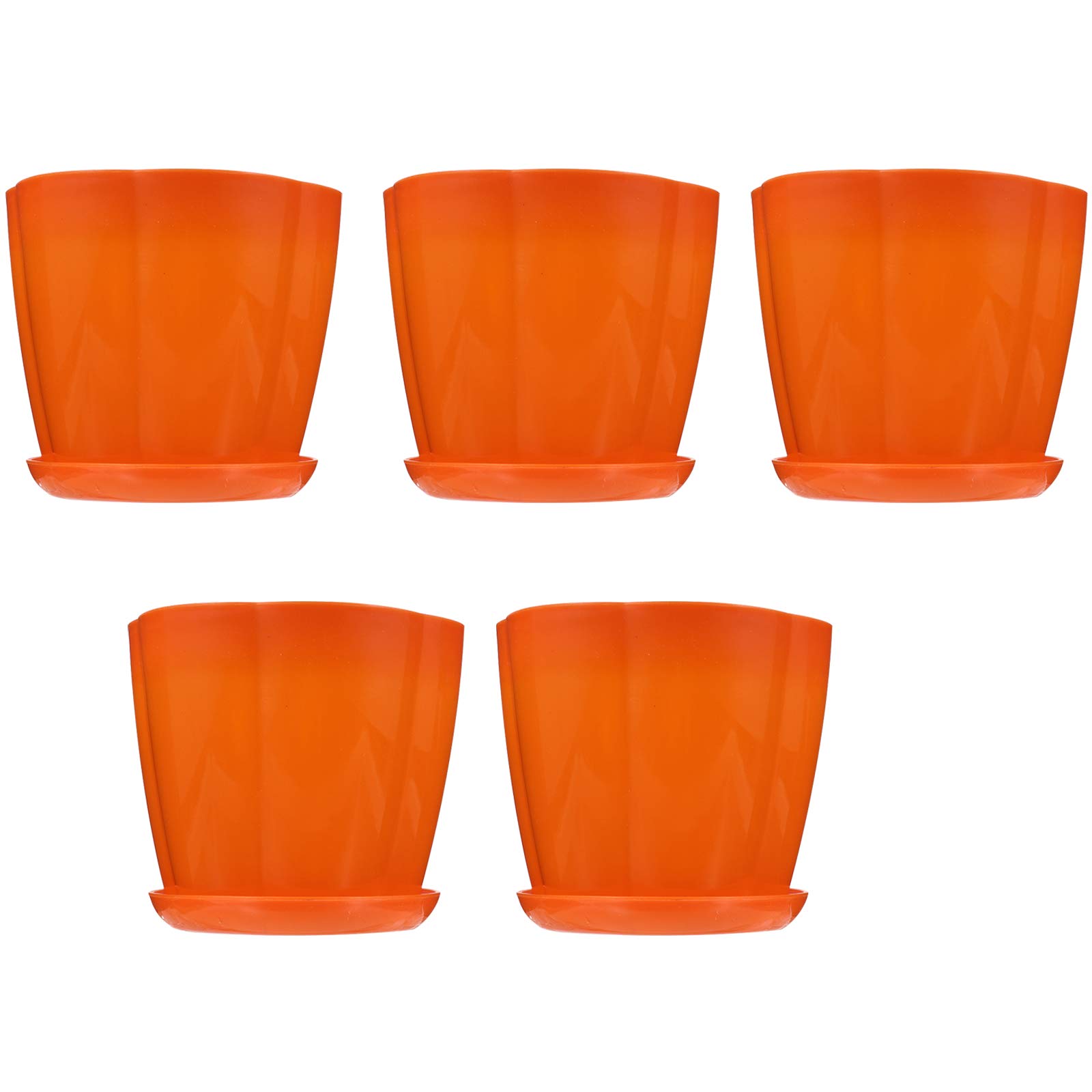 5-Pack Plastic Flower Pots with Saucers for Indoor & Outdoor Plants - Ideal for Home Garden, Succulents, Herbs, and Flowers - Perfect for Balcony, Patio, and Windowsill Decor