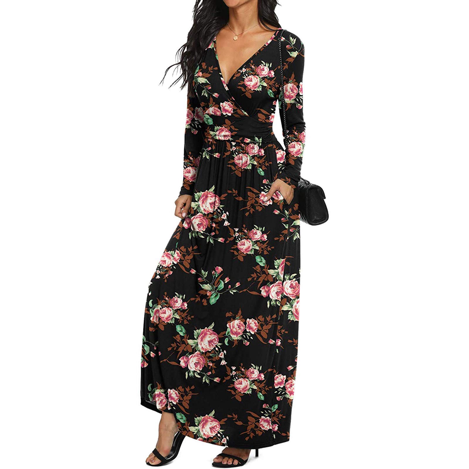 JINF Women's Floral Print Camisole Dress with Lace Trim - Elegant Short & Maxi Length Options for Party, Beach, and Casual Wear