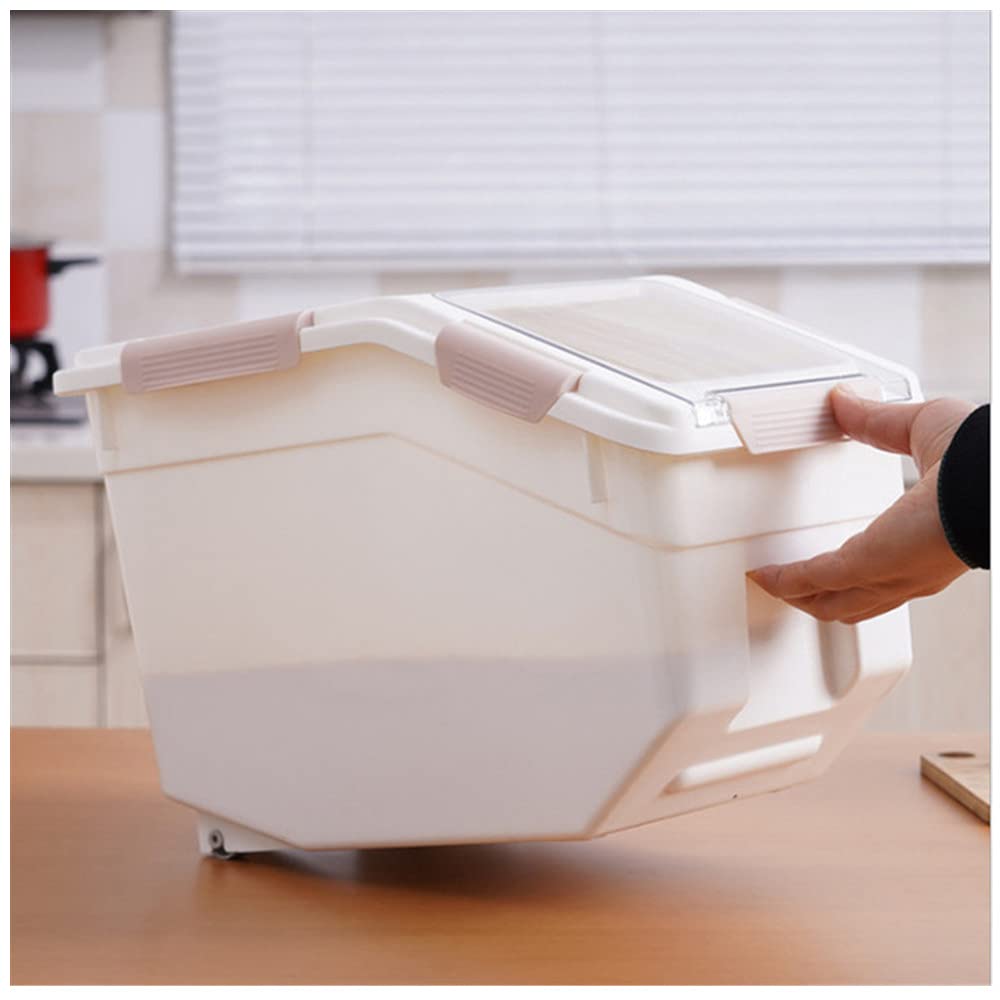 Airtight Dog Food Storage Container with Wheels - Large Pet Food Bin for Rice, Grain & Dry Food - Easy Roll Dispenser for Dogs & Cats - Perfect for Home, Garage or Pet Store (Gray)