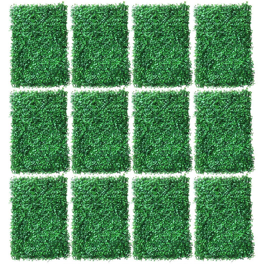 12Pcs Artificial Boxwood Hedge Panels 23.6