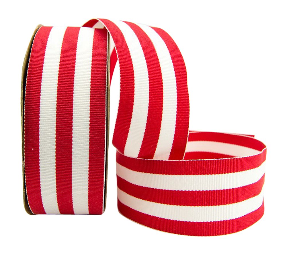Premium 1-1/2 Inch Red Grosgrain Ribbon by The Yard - 100% Polyester Striped Craft Ribbon for Gift Wrapping, DIY Projects, Hair Bows & Party Decorations