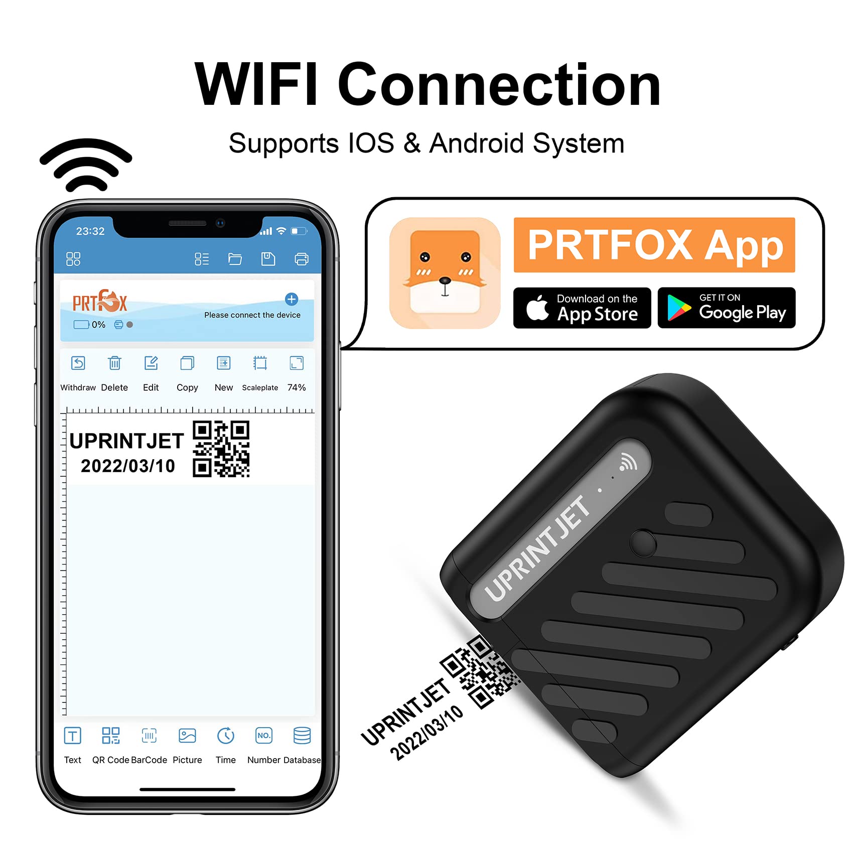 B10 Mini Handheld Inkjet Printer for Any Surface - Portable Date, QR Code, Batch Number & Barcode Printer (0.09-0.5