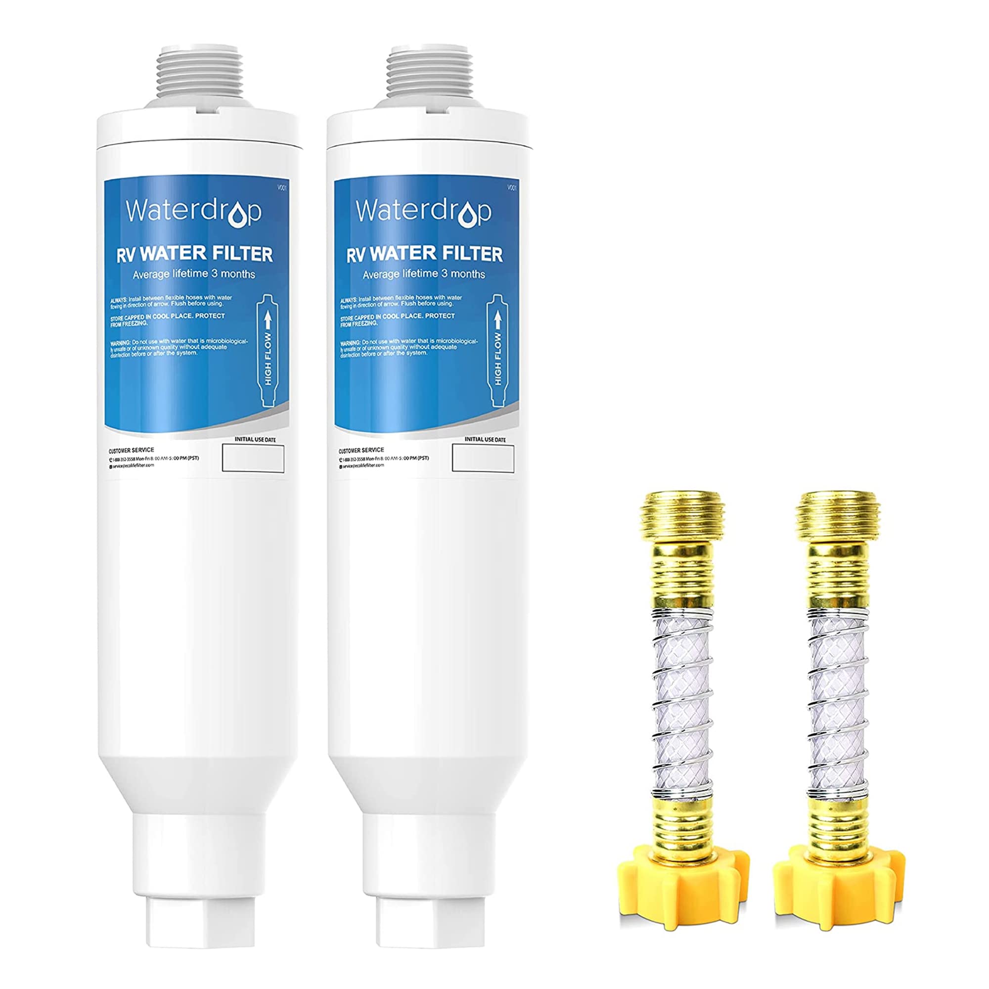 Premium RV Water Filter with Hose Protector - NSF Certified Inline Camper & Garden Water Filtration System - Reduces Chlorine, Bad Taste & Odor - Perfect for RV Trips, Camping & Outdoor Adventures