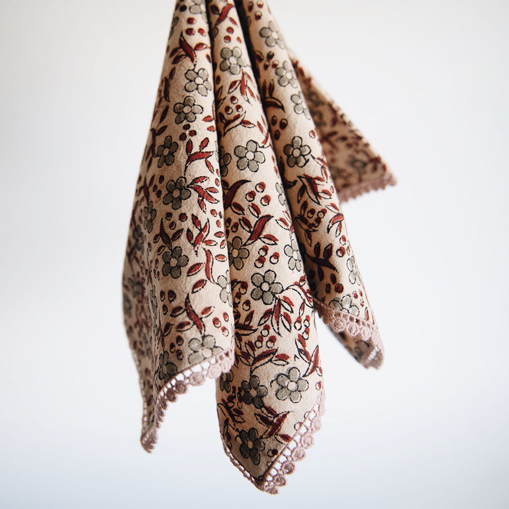 Hand Block Printed Cotton Table Linens - Organic & Eco-Friendly Table Runners, Placemats & Napkins for Dining Room & Wedding Decor