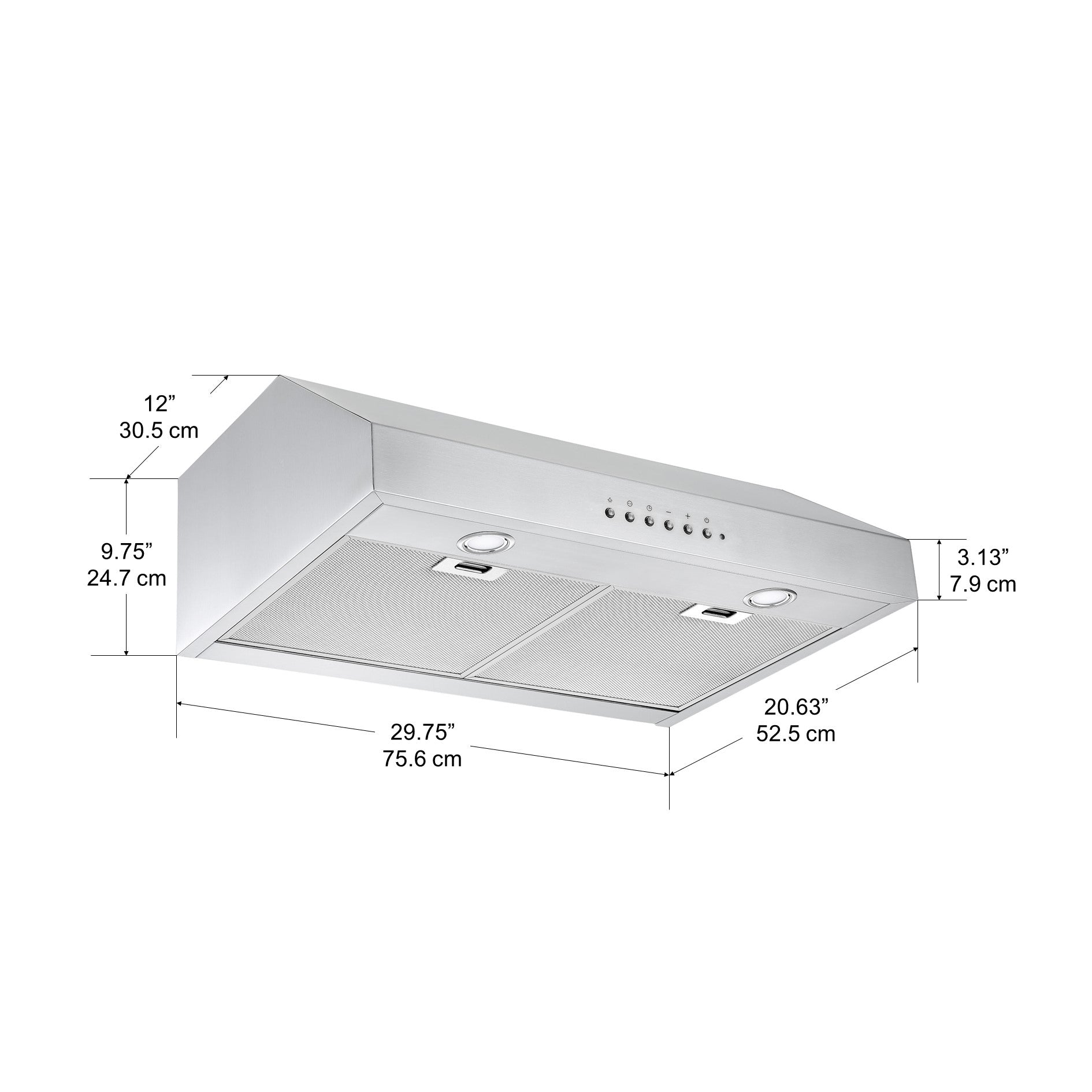 30 Inch UCDI430 Stainless Steel Ducted Under Cabinet Range Hood with Night Light - Powerful Kitchen Ventilation for Smoke & Odor Removal - Perfect for Modern Home Cooking & Baking