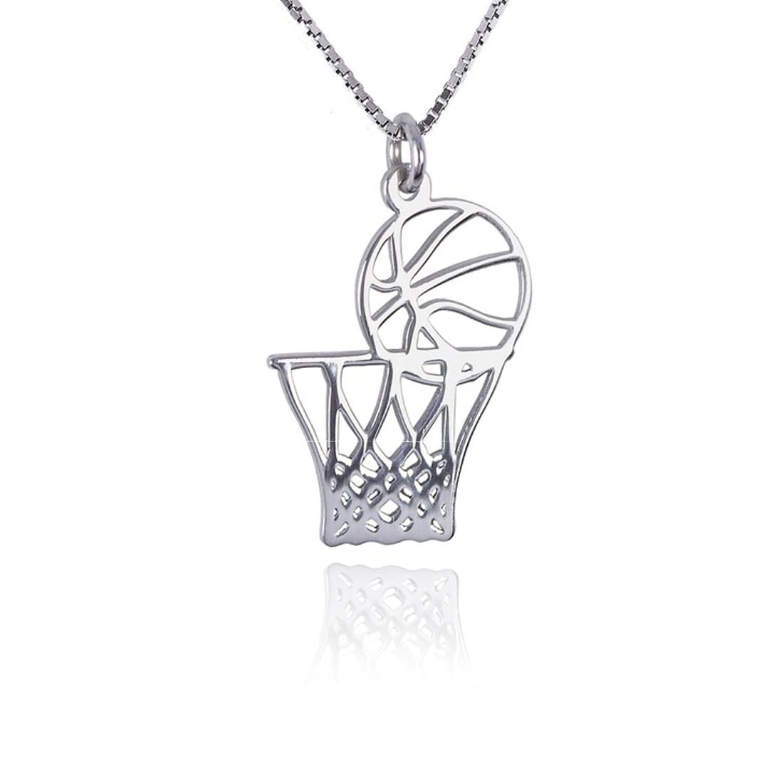 Basketball Jewelry Gift for Women & Men - 925 Silver Pendant Necklace for Athletes & Coaches - Perfect for Birthdays & Sports Fans