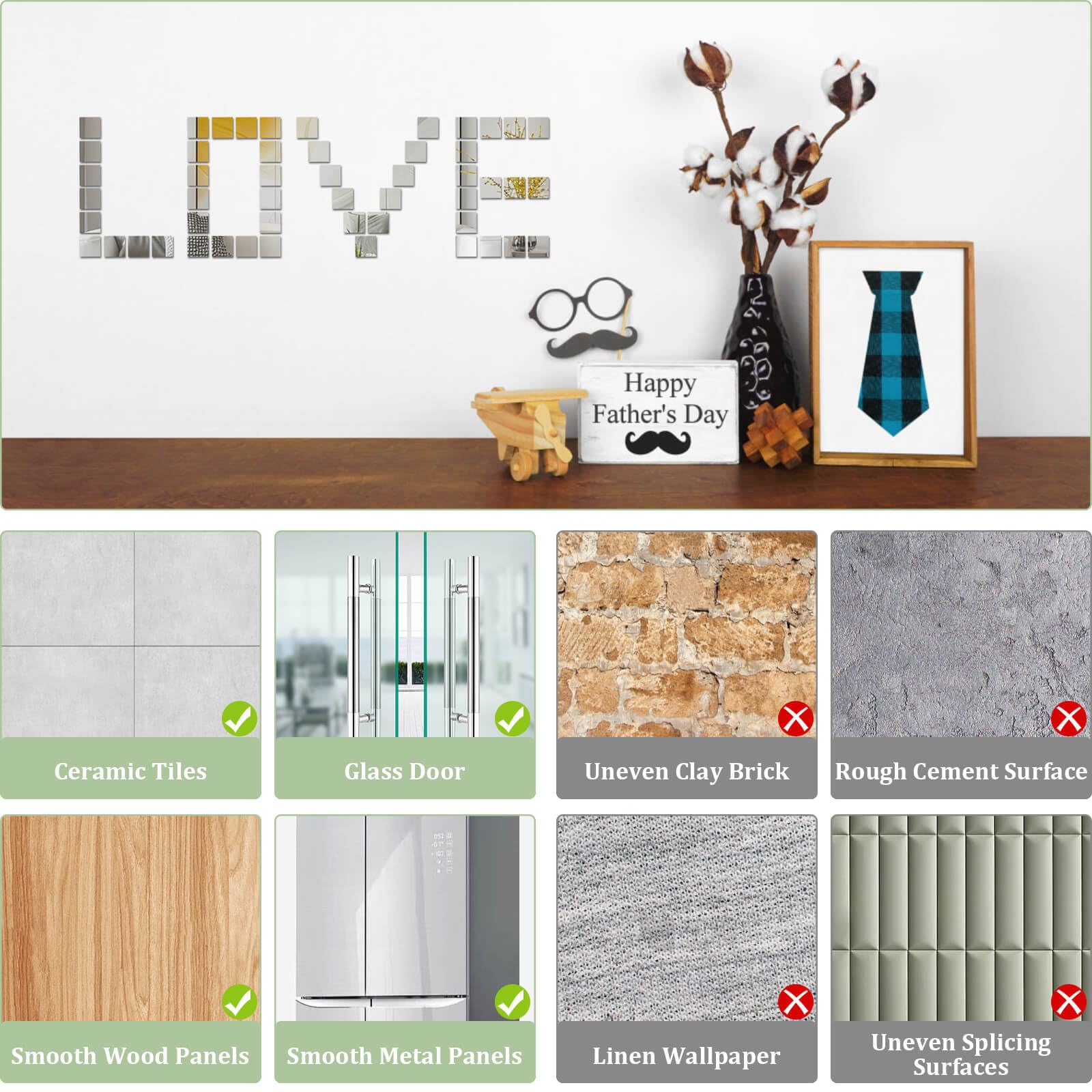 30 PCS Self-Adhesive Acrylic Mini Mirror Tiles - 2 Inch Square High-Definition Small Mirrors for DIY Crafts, Home Wall Decor, Kitchen & Bathroom Renovation - Perfect for Mosaic Art, Vanity Makeup & Interior Design Projects
