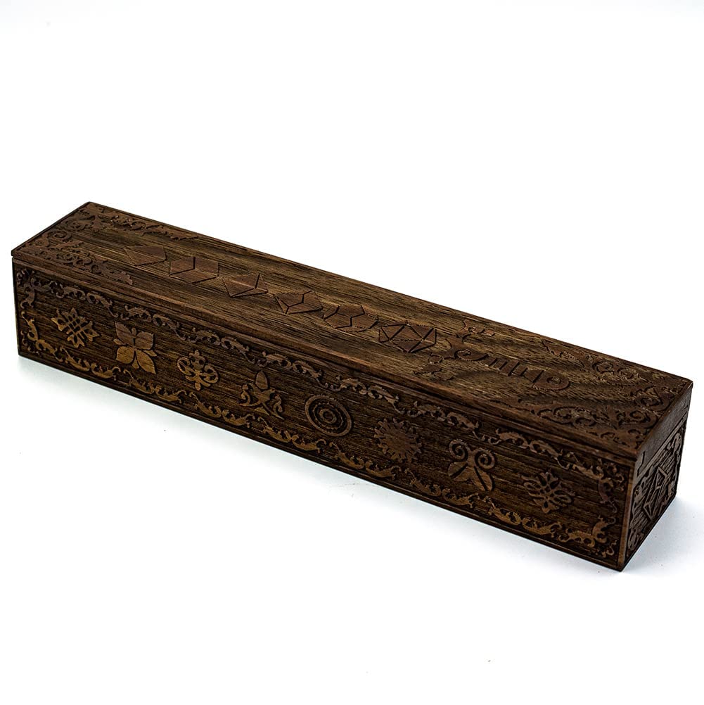 UDIXI Wooden DND Dice Box - Premium Walnut Dice Storage Case with Slide Lid (Sword Design) - Perfect for Dungeons & Dragons, RPG Games, and Tabletop Gaming Accessories