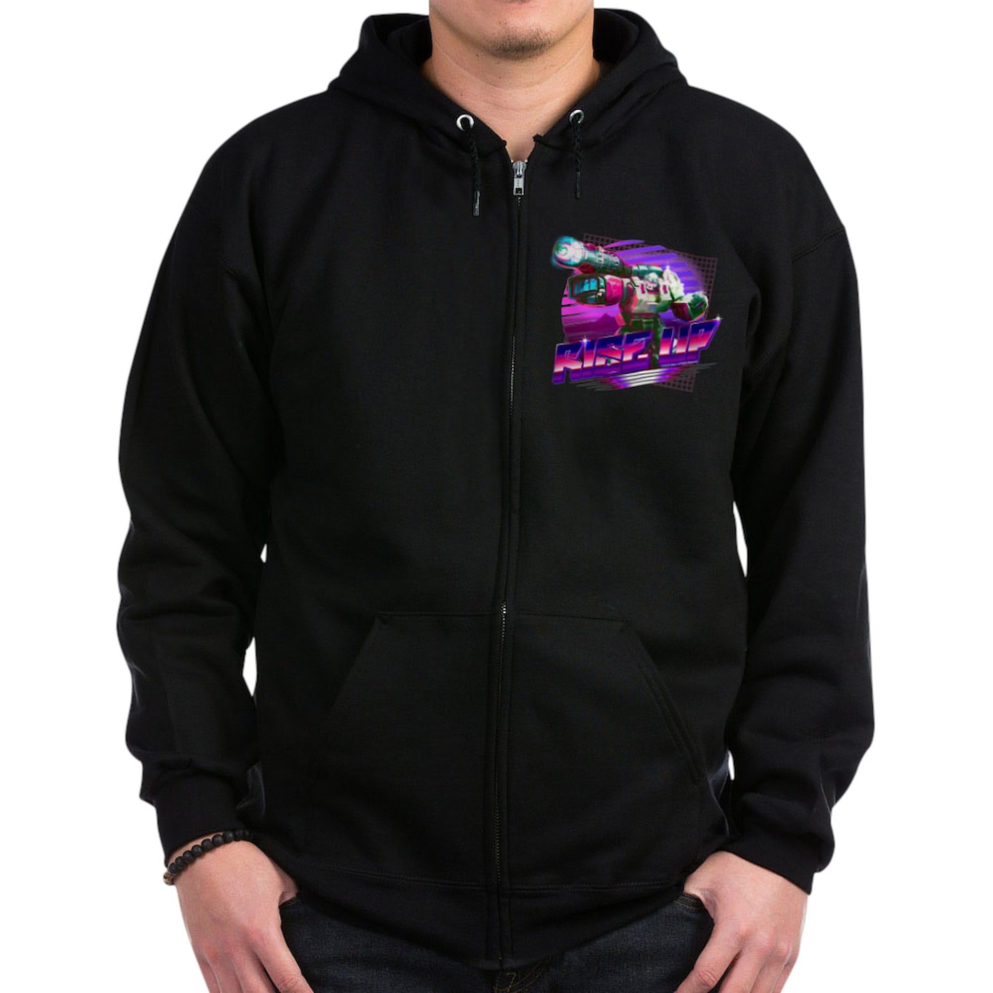 Transformers Megatron Rise Up Zip Hoodie for Men - Dark Zip-Up Hooded Sweatshirt | Casual Wear, Cosplay & Fan Apparel