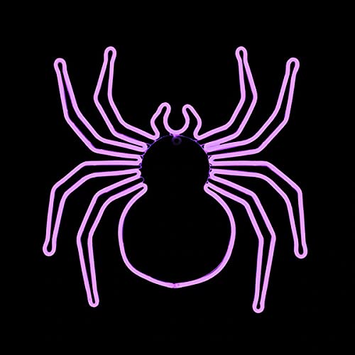 Halloween LED Neon Spider Hanging Decor - Glow in The Dark Spider Web for Outdoor & Indoor Halloween Party Decoration