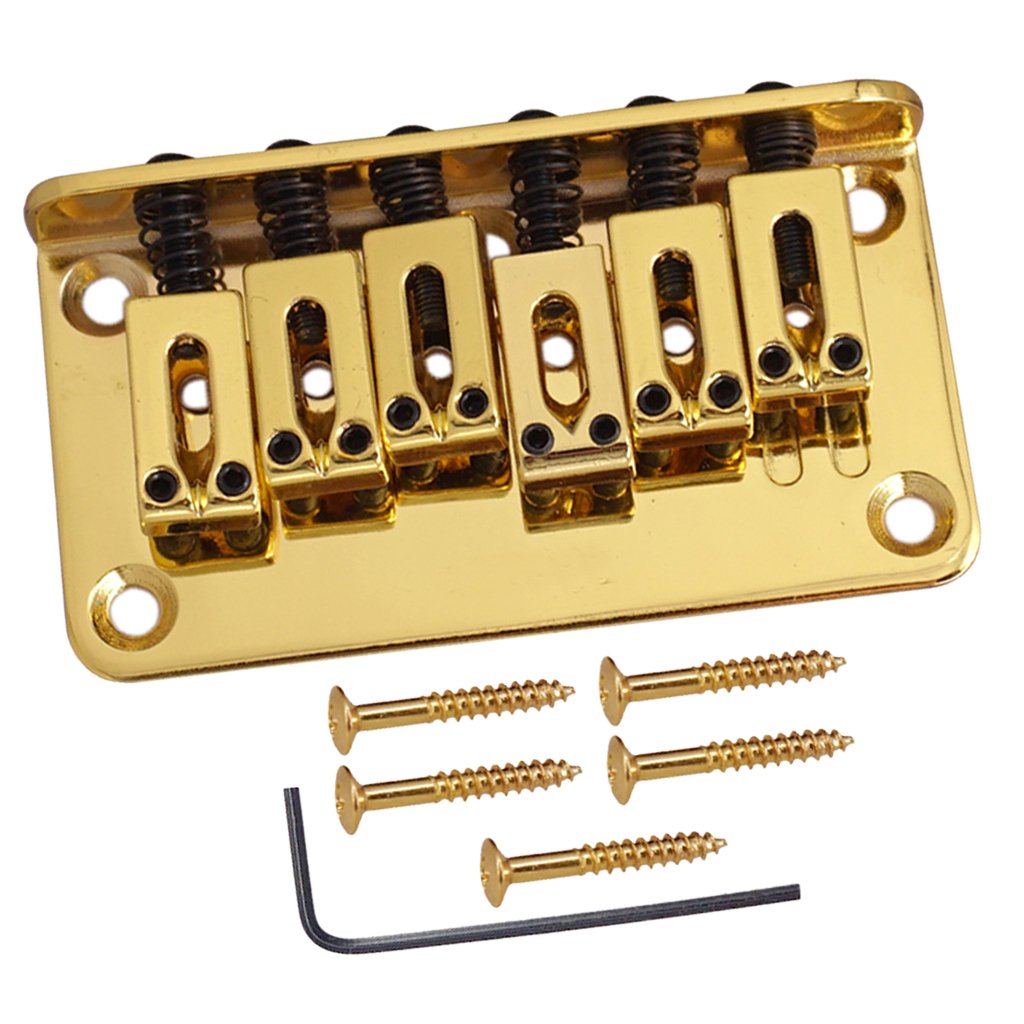 **MagiDeal Zinc Alloy Guitar Saddle Bridge Tailpiece Set - Gold Electric Guitar Replacement Parts for Enhanced Tone & Stability | Perfect for Rock, Blues & Studio Recording**