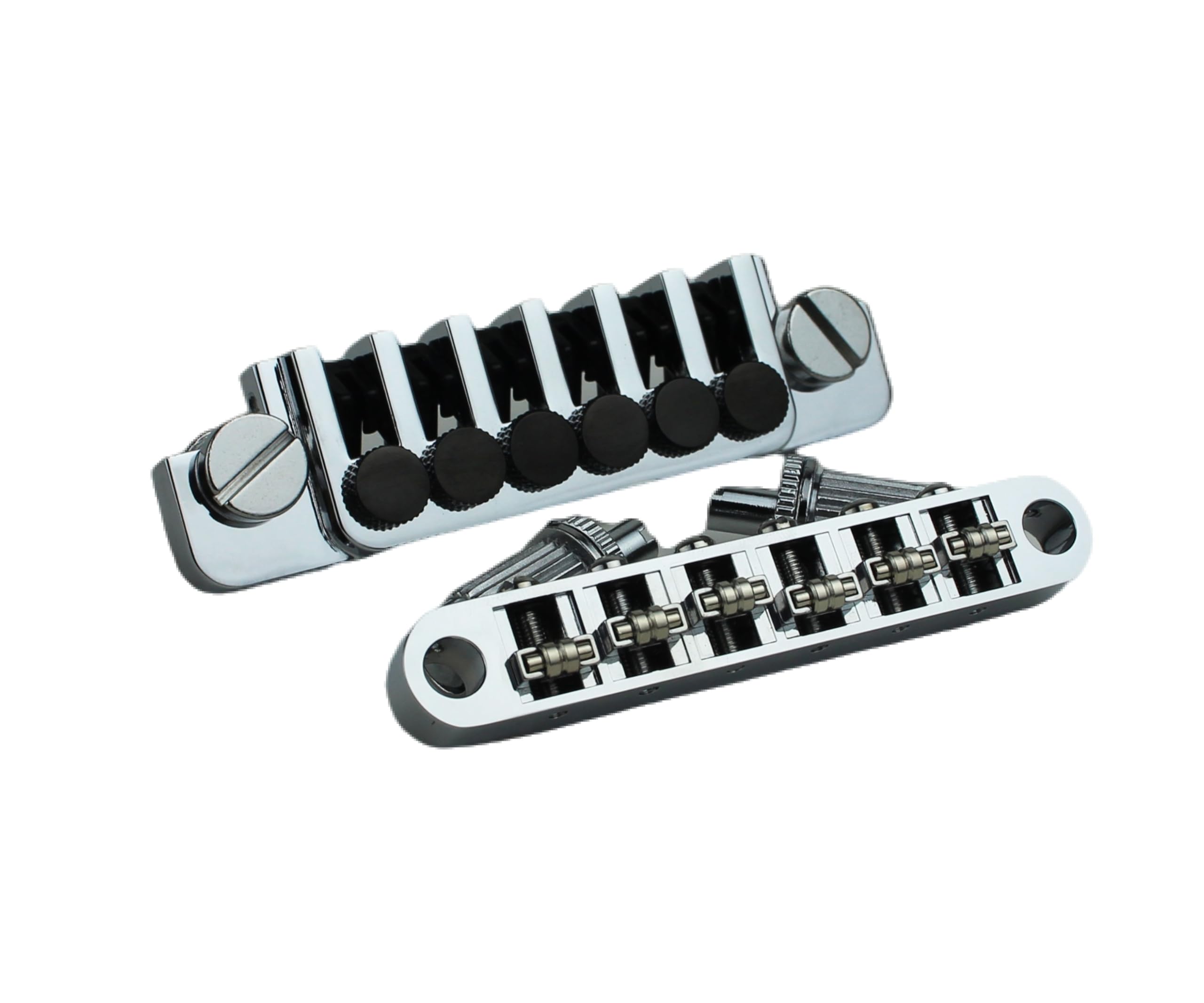 Guyker GM005 LP Guitar Tune-O-Matic Roller Saddle Bridge + Vintage TP-6 Tailpiece Stop Bar Lock Combo Set - Chrome Replacement for Les Paul 6-String Electric Guitars | Perfect for Guitar Upgrades & Repairs
