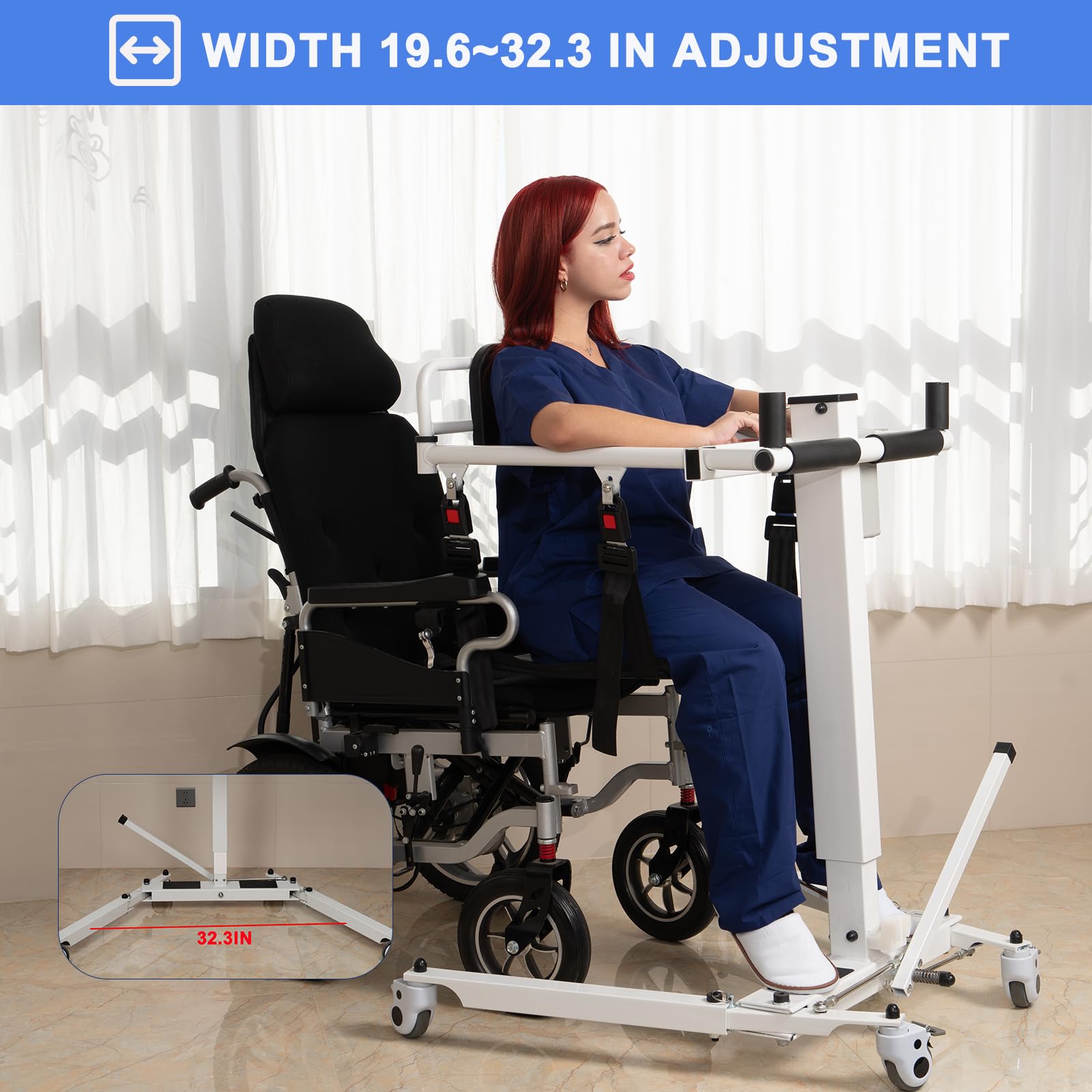 Electric Foldable Wheelchair Patient Lift Transfer Chair with Upgrade Cushion - Portable Lift Aid Transport Chair for Seniors & Home Care - Ideal for Elderly Mobility Assistance & Safe Patient Transfers