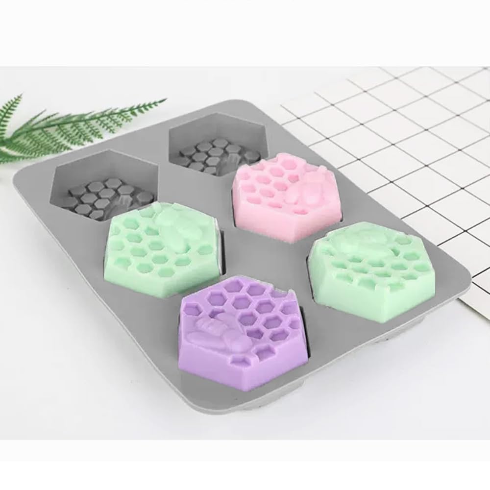 EchoDone 6-Cavity Silicone Honeycomb Mold for Soap, Candle, Baking & Jelly Making - Perfect for Wedding, Christmas Decorations (Set of 2) | DIY Crafts, Dessert Molds, Ice Cube Trays & Home Decor