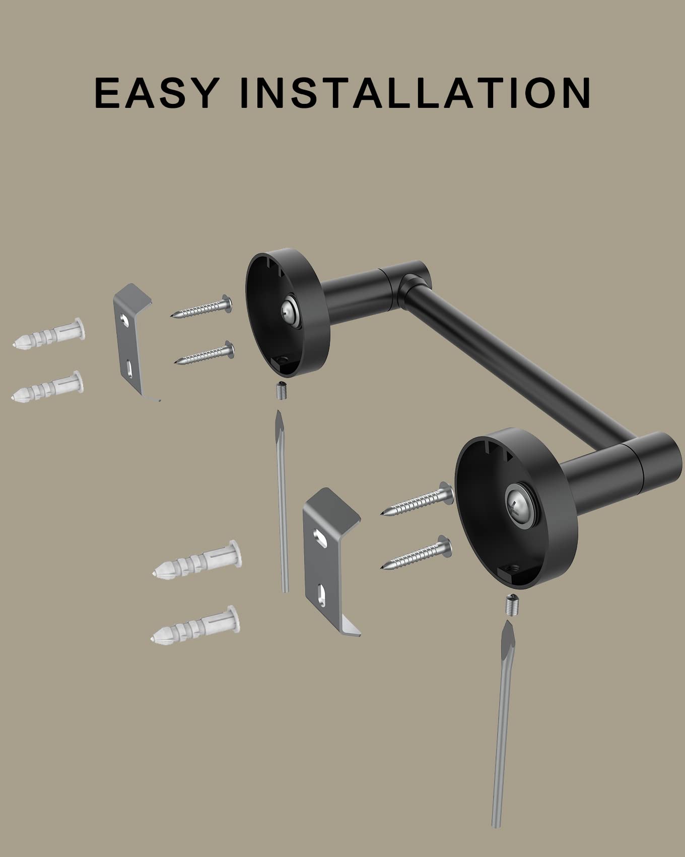 Fixsen 2-Piece Matte Black Bathroom Hardware Set - Stainless Steel & Zinc Alloy Wall Mounted Towel Ring & Toilet Paper Holder - Perfect for Modern Bathrooms, Powder Rooms & Guest Bath Decor