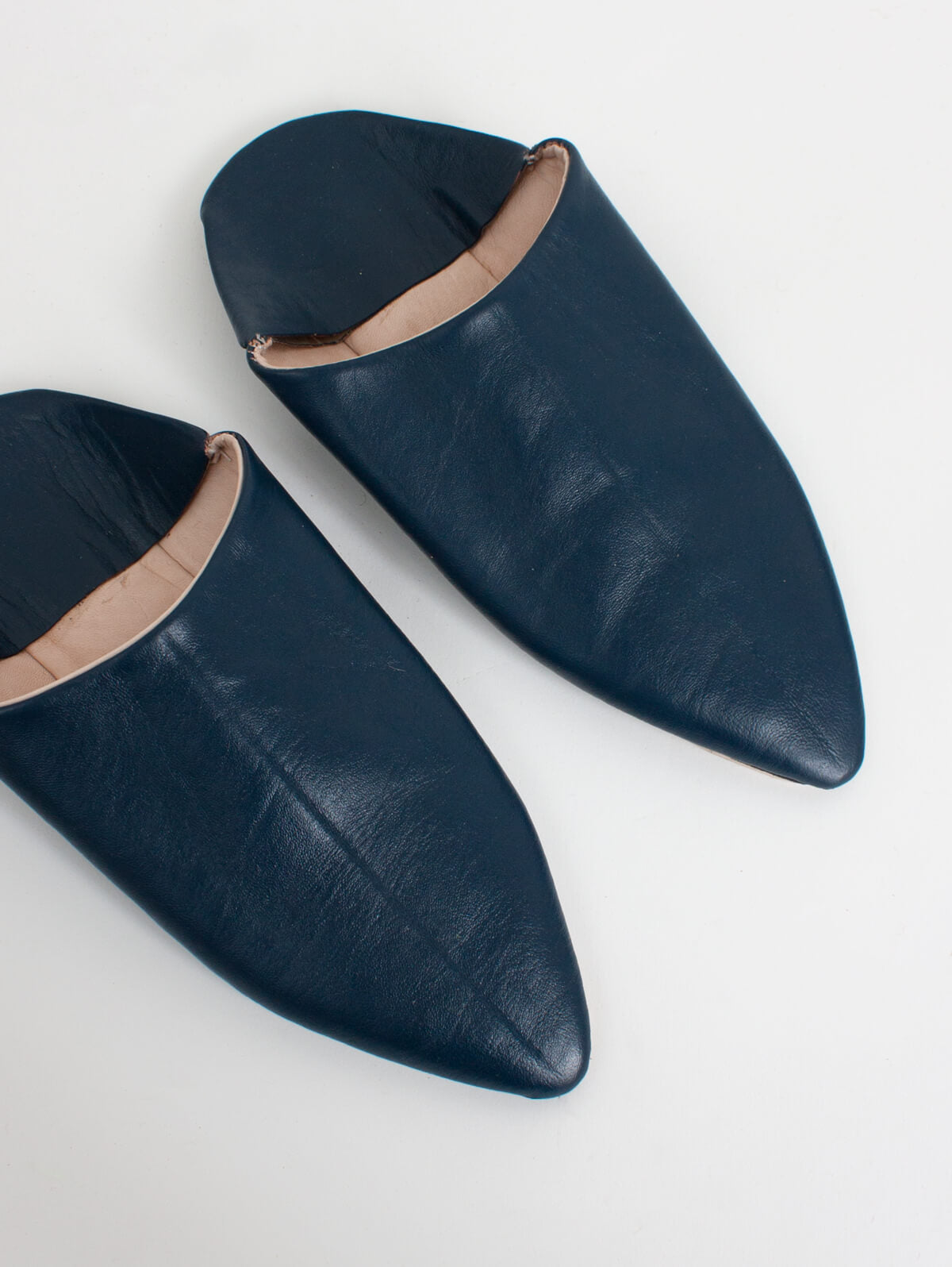 Authentic Moroccan Leather Babouche Slippers - Handmade Pointed Toe Indigo Blue House Shoes for Men & Women | Perfect for Home, Lounge & Cultural Fashion
