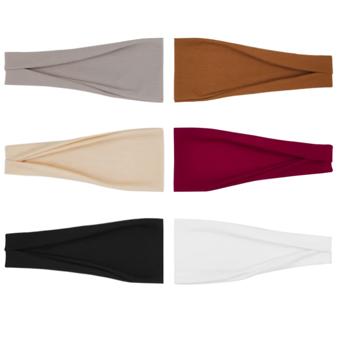 Stylish Wide Headbands for Women - 6 Pack Yoga & Workout Hair Accessories - Perfect for Running, Gym, and Everyday Use
