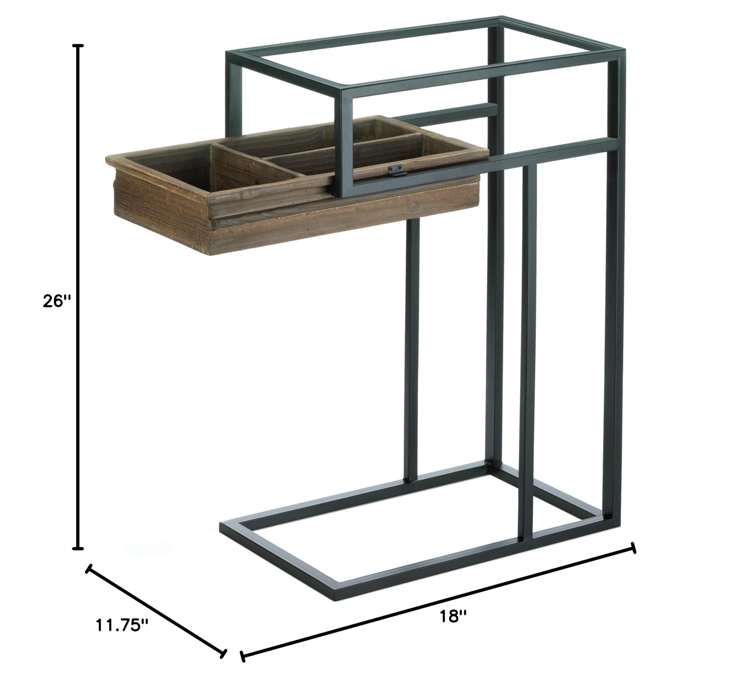 Industrial Accent Side Table with Glass Top & Pull-Out Drawer - Modern Living Room, Bedroom, Office Furniture for Home Decor & Storage Solutions