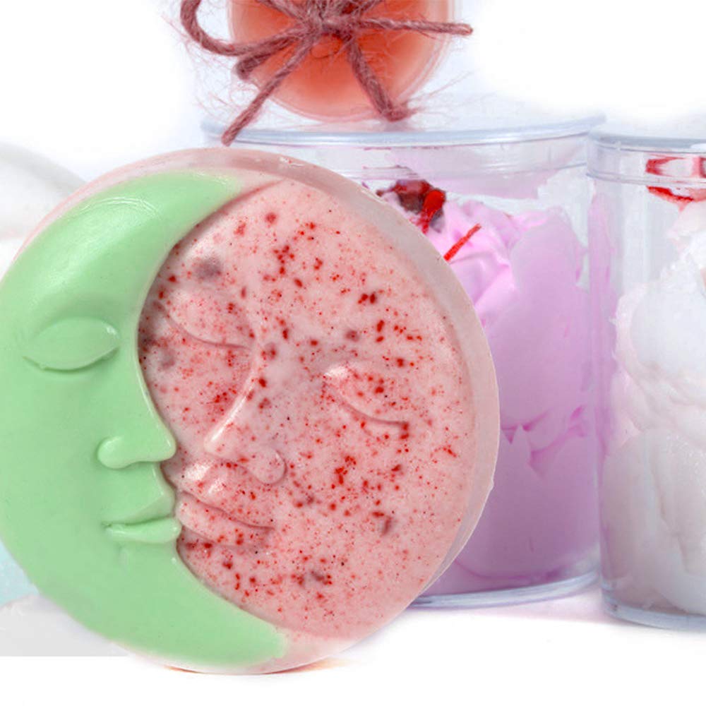 2 Pack Silicone Soap Molds - Sun & Moon Face Shaped DIY Soap Making Kit, Reusable Bath Bomb Molds for Chocolate, Candle Making, Valentine's Day Wedding Gifts - Perfect for Home Spa, DIY Crafts & Party Favors