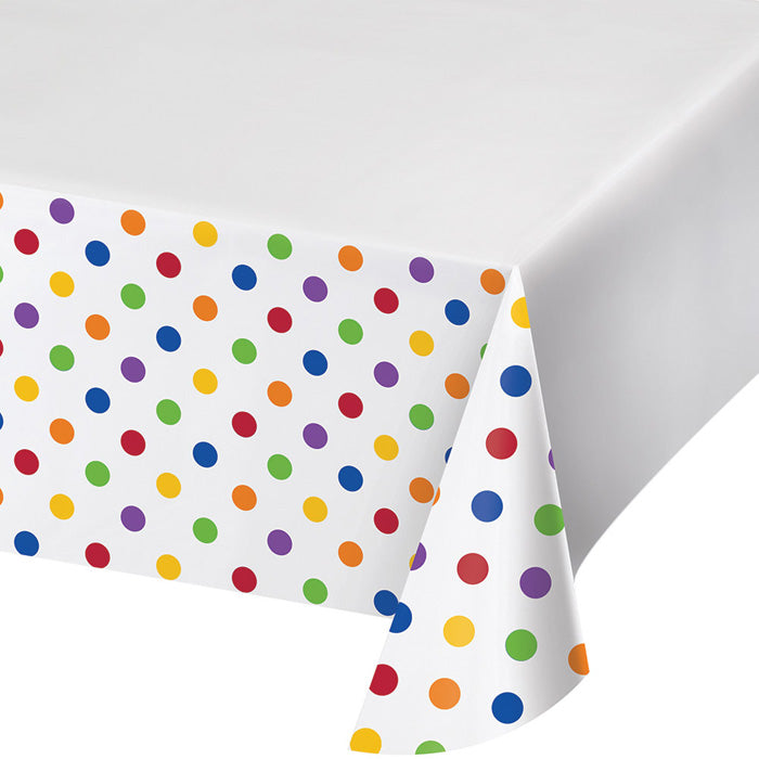 12-Piece Bulk Multicolor Polka Dot & Striped Plastic Tablecloths for Parties, Picnics, and Events - Waterproof & Disposable