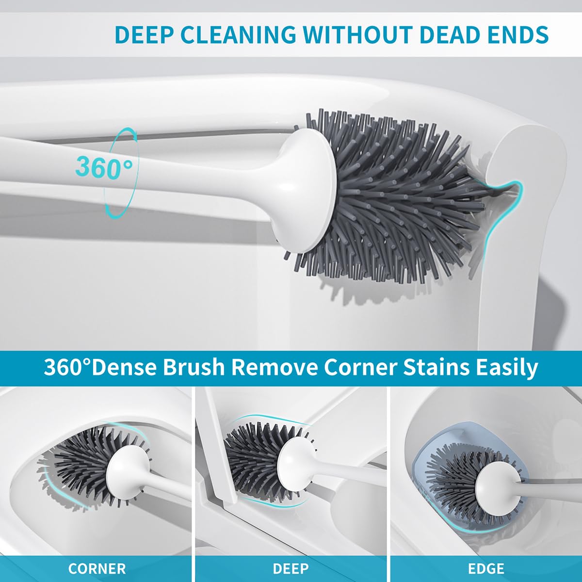 2-Pack Silicone Toilet Brush Set with Long Handle & Tweezers - Durable Toilet Bowl Cleaner Brush and Holder for Deep Bathroom Cleaning | Elegant Bathroom Decor Accessories for Home, Hotel, and Office Use