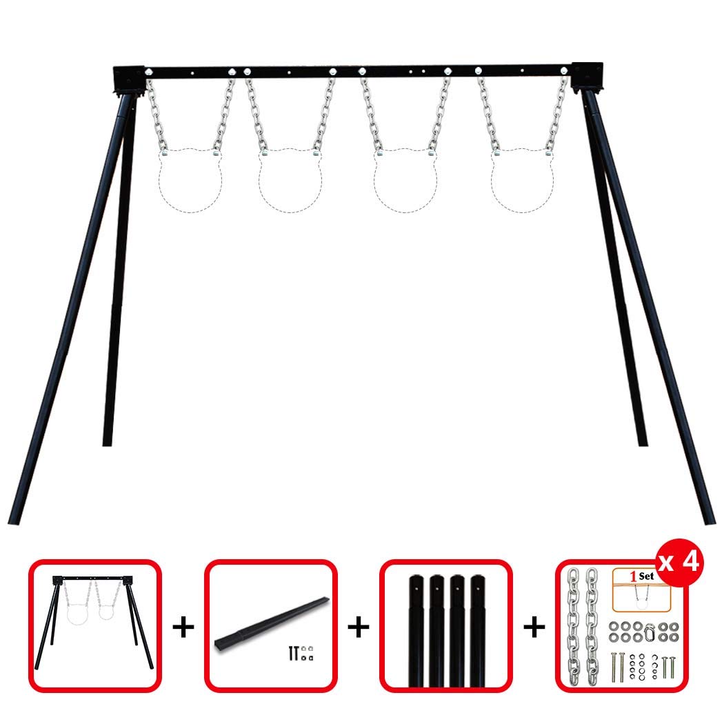 Highwild AR500 Steel Target Stand - Complete Shooting Target System Kit with 4 Targets for Rifle & Pistol Practice - Perfect for Outdoor Range Training & Tactical Drills