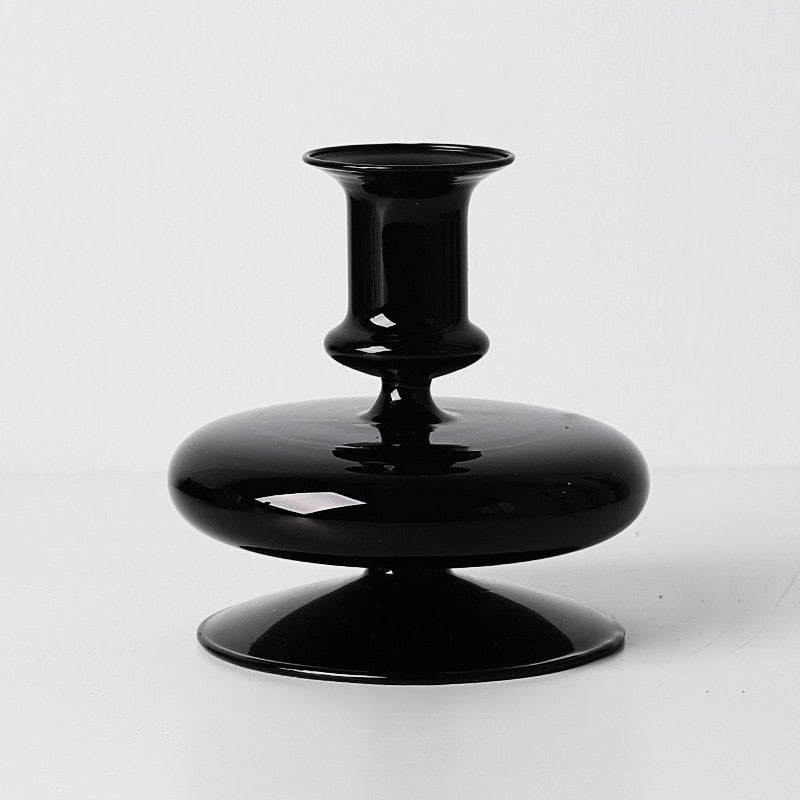 Elegant Black Glass Candle Holders Set - Modern Home Decor for Dining Table, Wedding Centerpieces & Romantic Ambiance Lighting