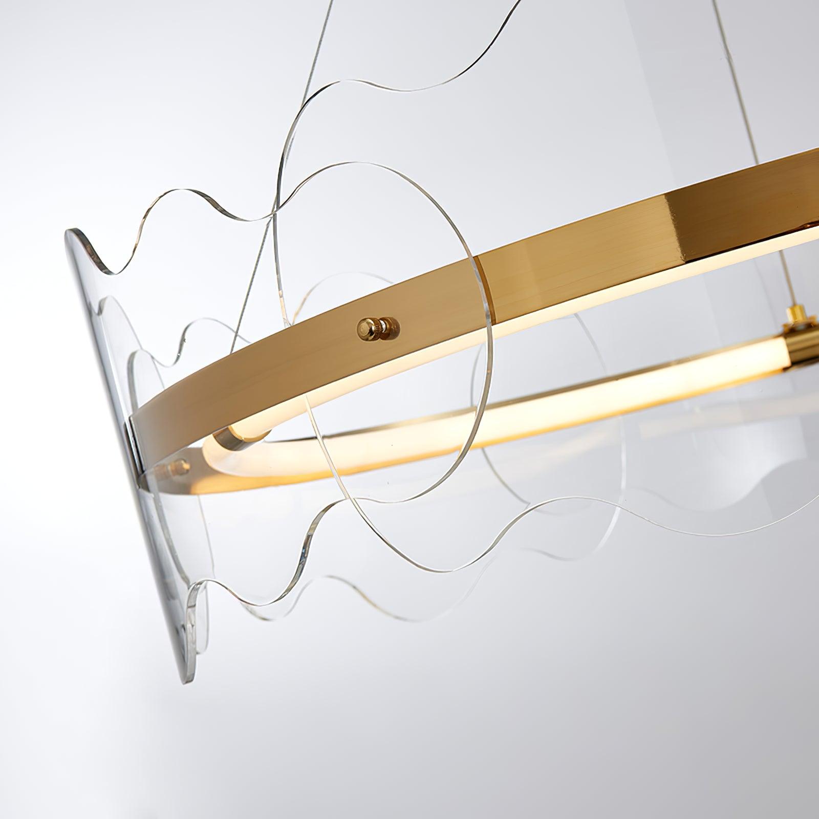 Modern Acrylic Wave Chandelier - Sleek LED Ceiling Light Fixture for Dining Room, Living Room & Bedroom - Elegant Home Decor Lighting for Contemporary Interiors