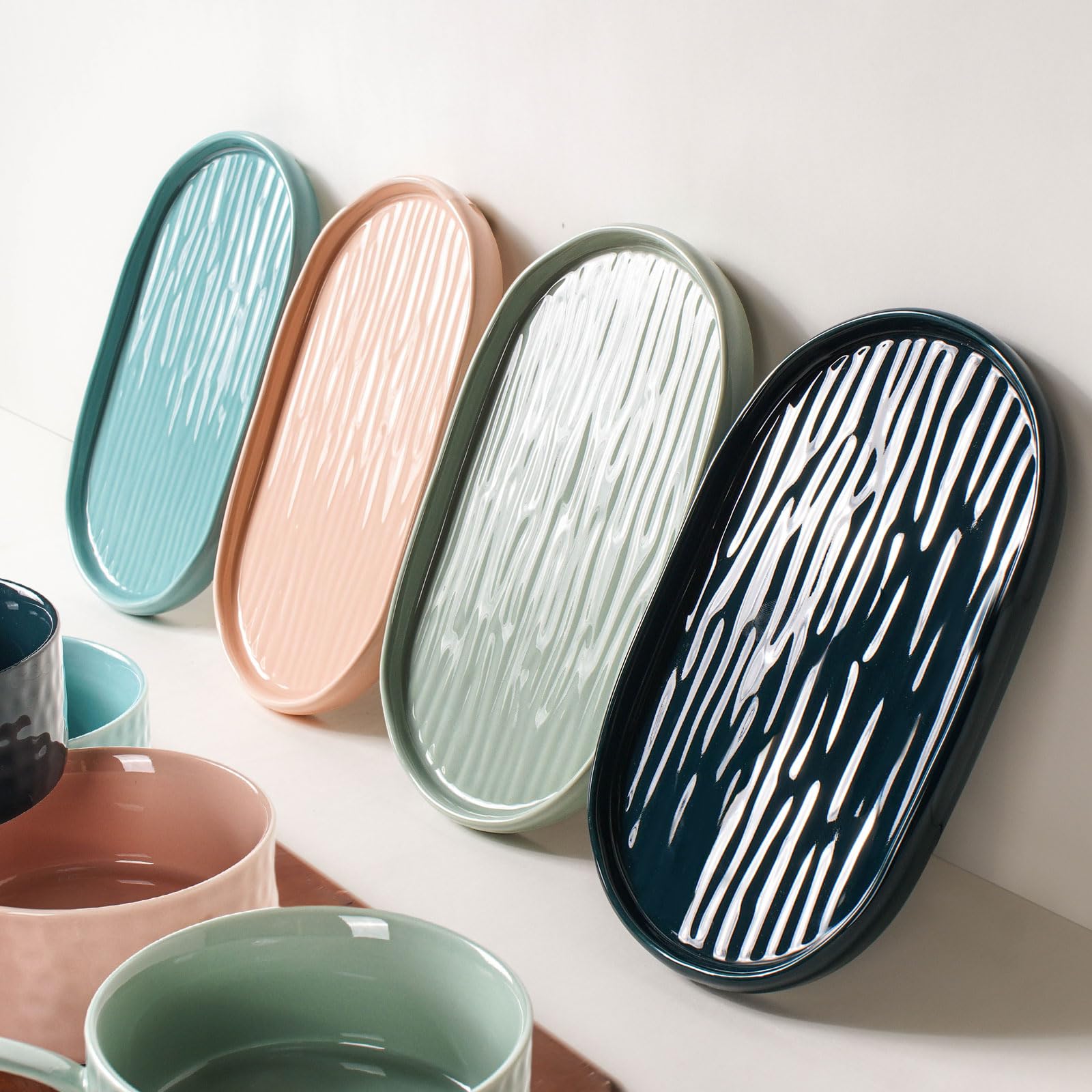 **Artena 16 oz Ceramic Soup and Sandwich Plate Set - 9.85-inch Glazed Bowls with Handles for Soup, Side Dishes & Crackers - Perfect for Breakfast, Bread Dipping & Casual Dining (Soft Pink)**